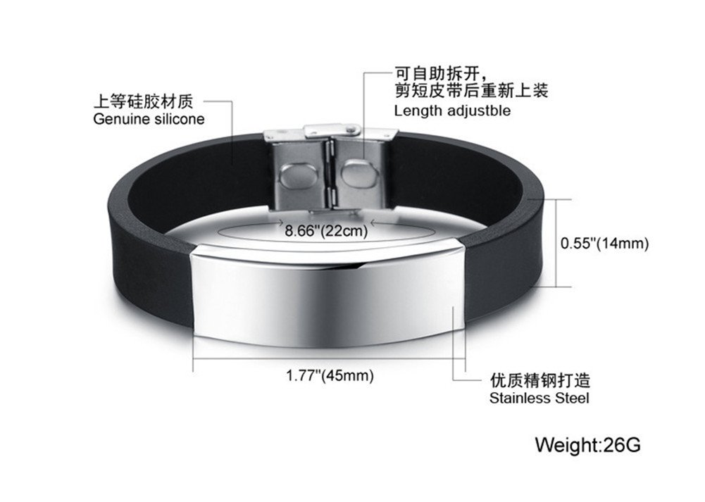 Custom Morse Code Bracelet for Men - Personalized Stainless Steel Nameplate & Silicone Cuff Bracelet - Engraved Black Bracelet Gift for Husband, Dad, Boyfriend or Son - Perfect for Anniversaries, Birthdays & Everyday Wear