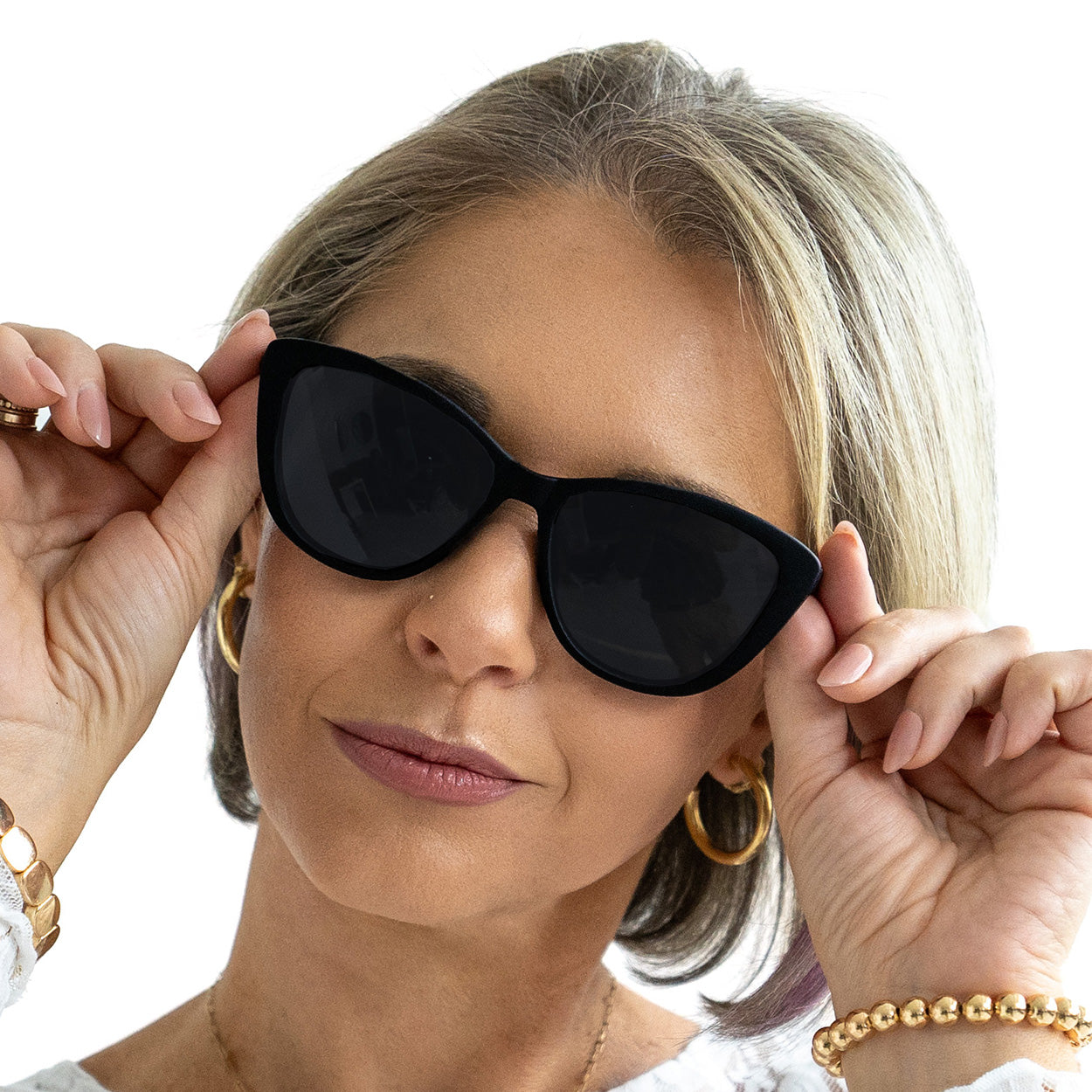 Black Cat Eye Sunglasses for Women - Trendy Retro Vintage Style UV Protection - Perfect for Beach, Driving, and Fashion Outfits
