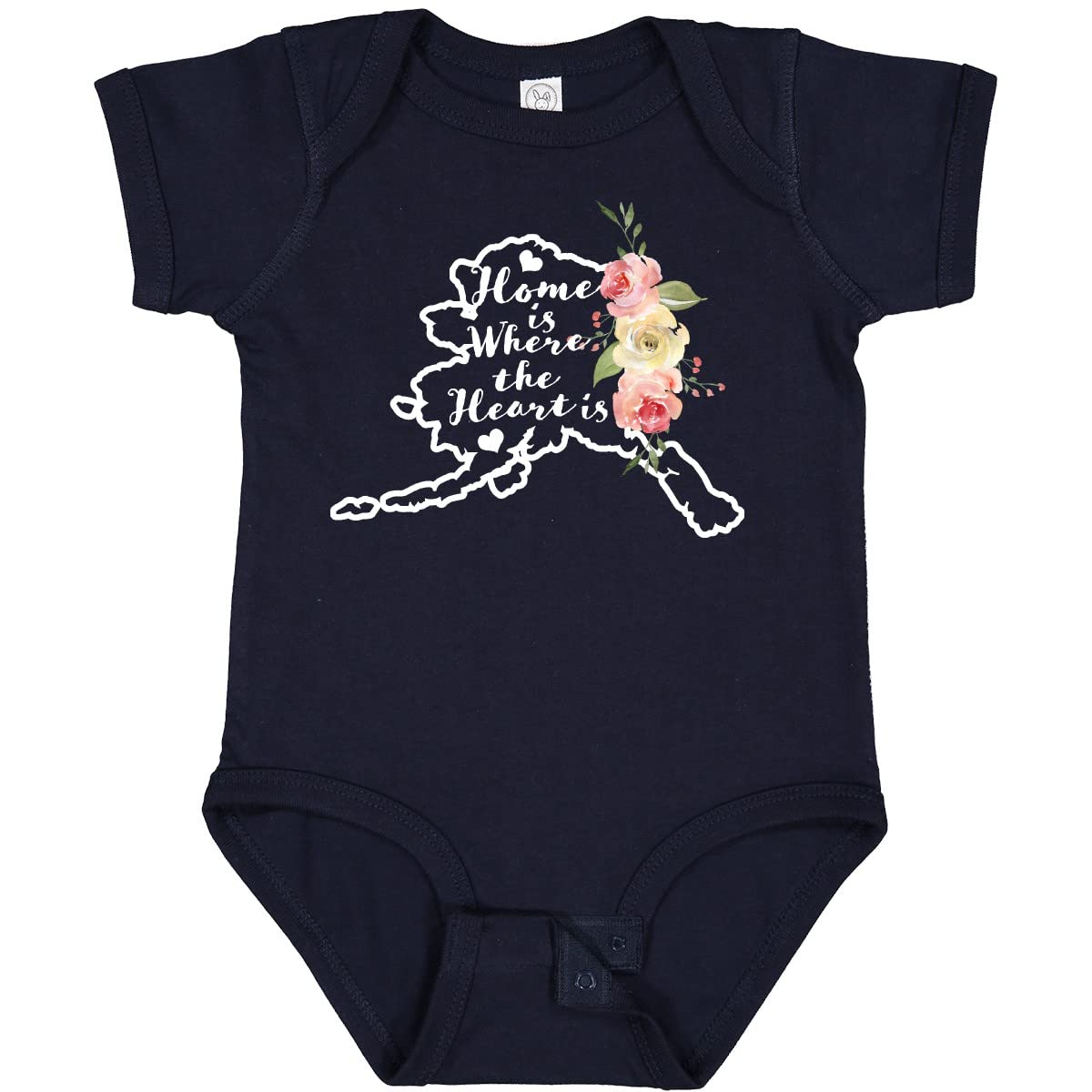 Inktastic Alaska Home is Where The Heart is Watercolor Floral Baby Bodysuit - Soft Cotton Infant Onesie for Newborns, Baby Showers & Family Photos