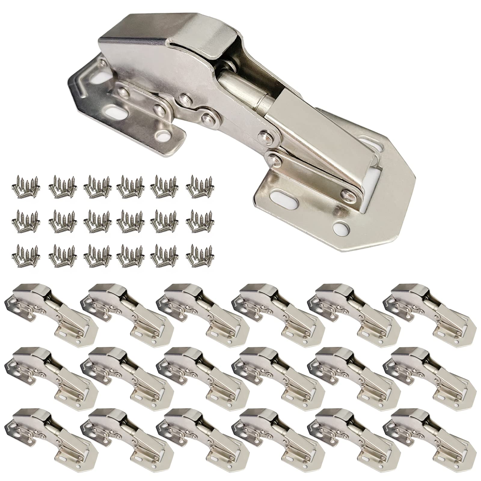 18-Pack Soft Close Hidden Cabinet Door Hinges - Frameless Concealed Surface Mount Hinges with Slow Close Mechanism for Kitchen Cabinets, Bathroom Vanities & Furniture Installation