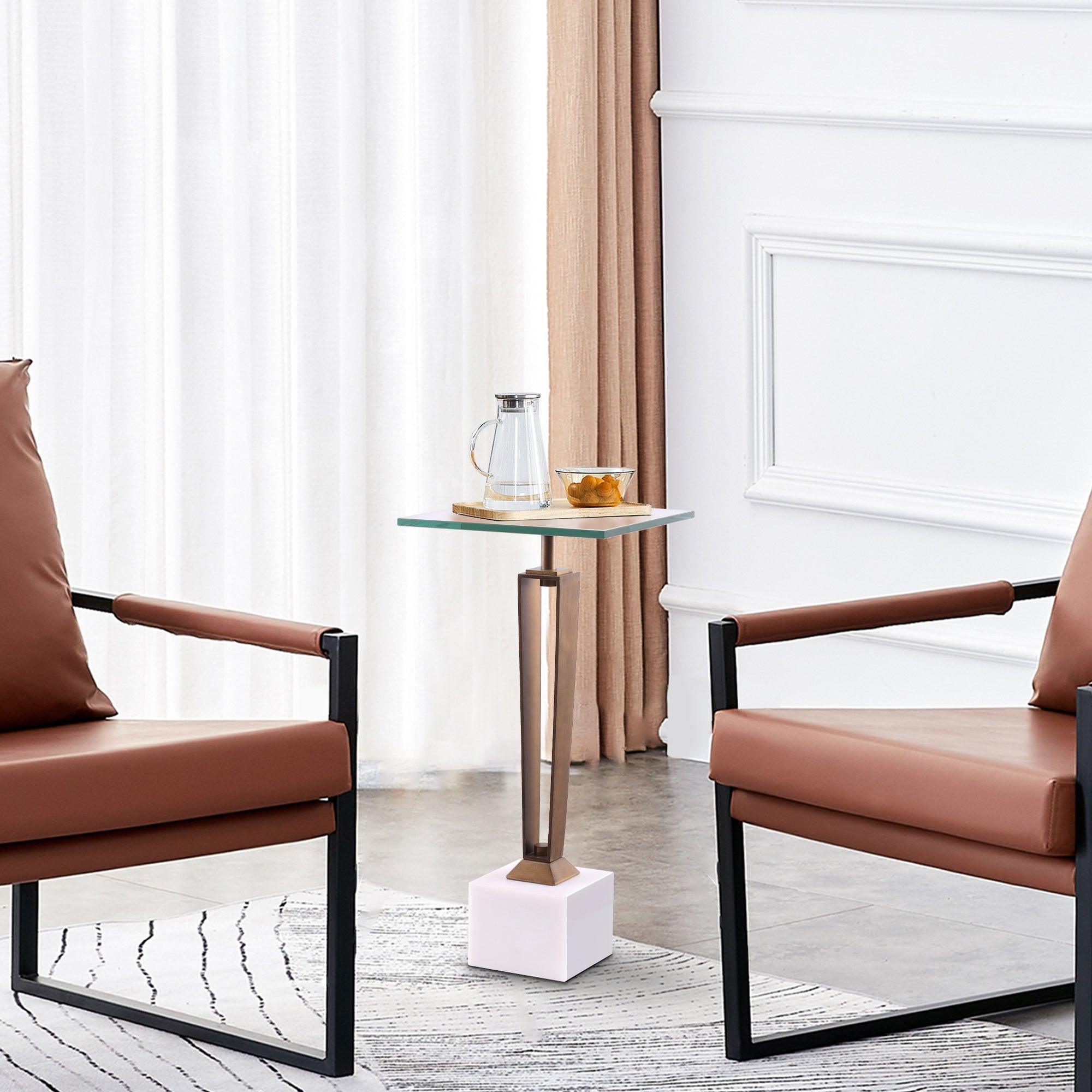 Modern Martini Table with White Marble Top - Elegant Cocktail Table for Living Room, Bar & Lounge Decor - Perfect for Entertaining & Home Styling