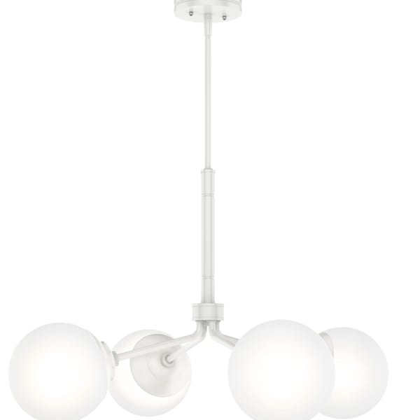 Hunter Hepburn 4-Light Matte White Chandelier - Modern Ceiling Light Fixture for Dining Room, Bedroom & Living Room Decor