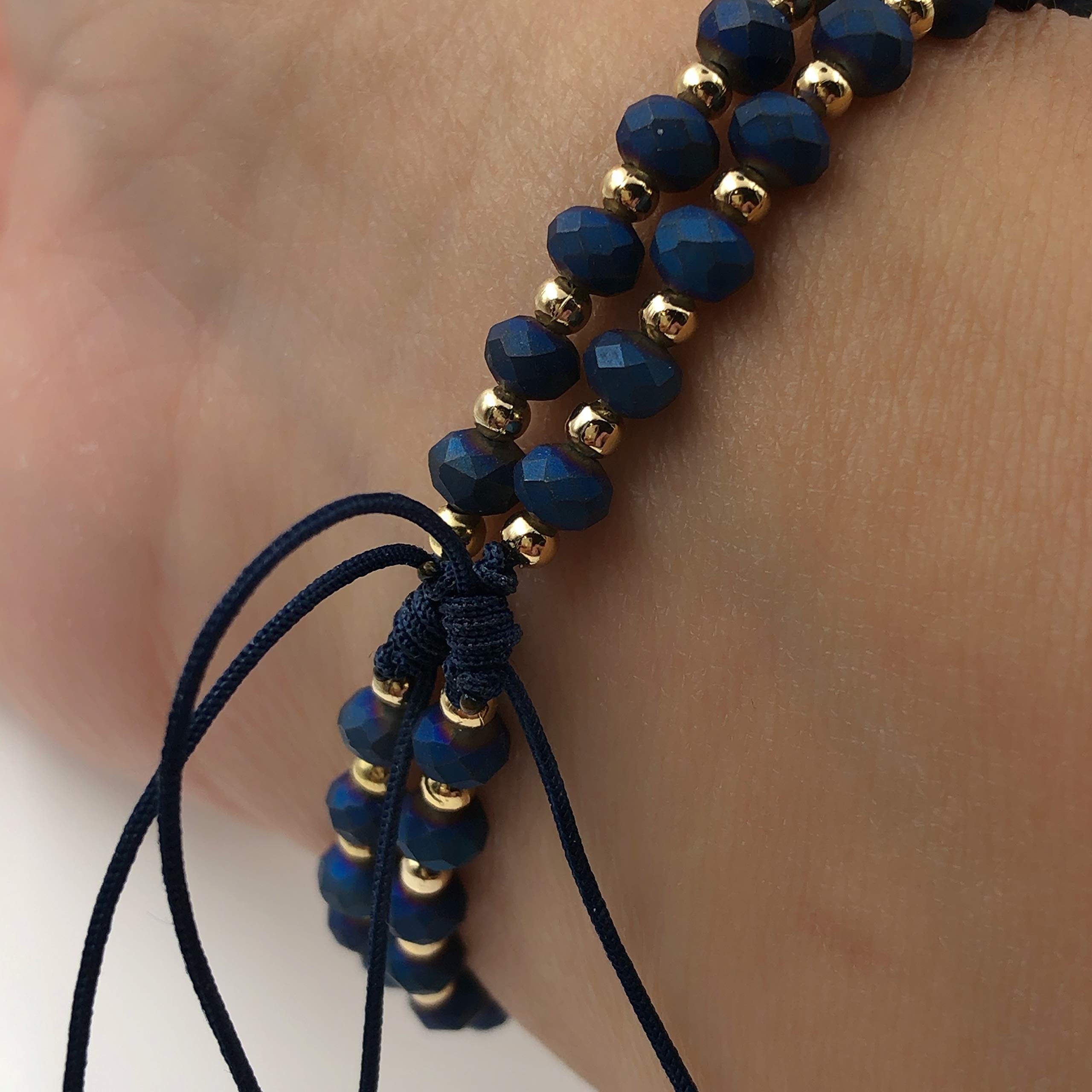 St. Benedict Medal Adjustable Handmade Bracelet Set for Women - 2 Pack Blue Beaded Spiritual Jewelry | Gift for Baptism, Confirmation & Daily Wear