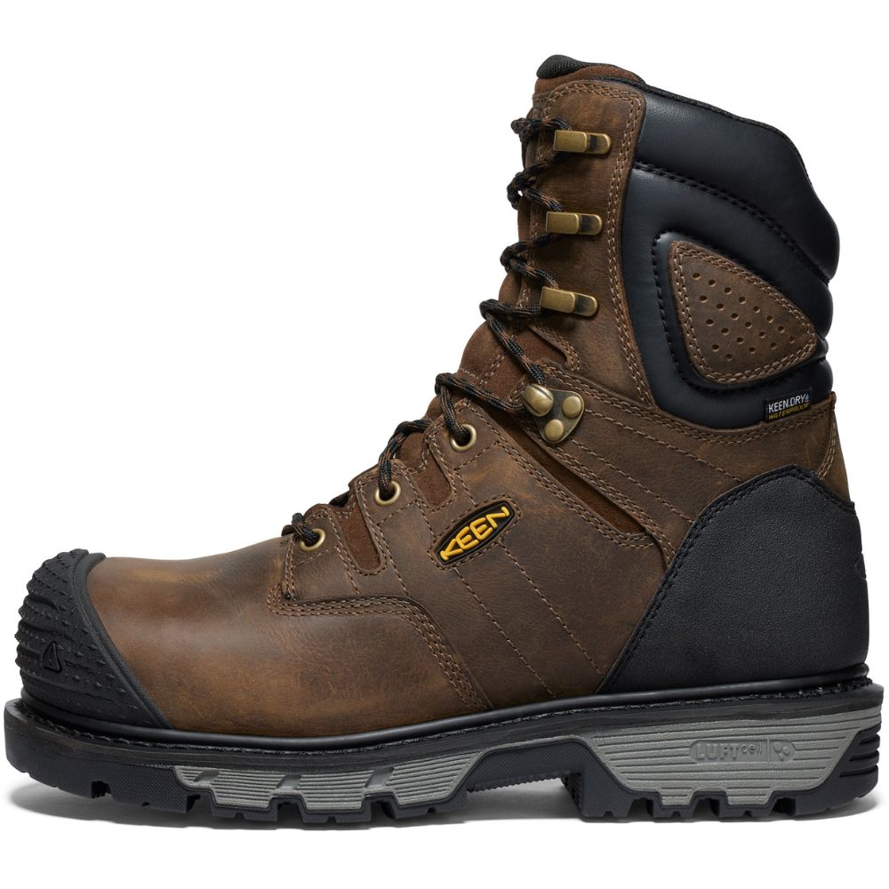 **Keen Camden Men's Size 8 Waterproof Composite Toe Work Boots - Brown (Model 1027678) | Durable & Comfortable for Construction, Hiking & Outdoor Work**