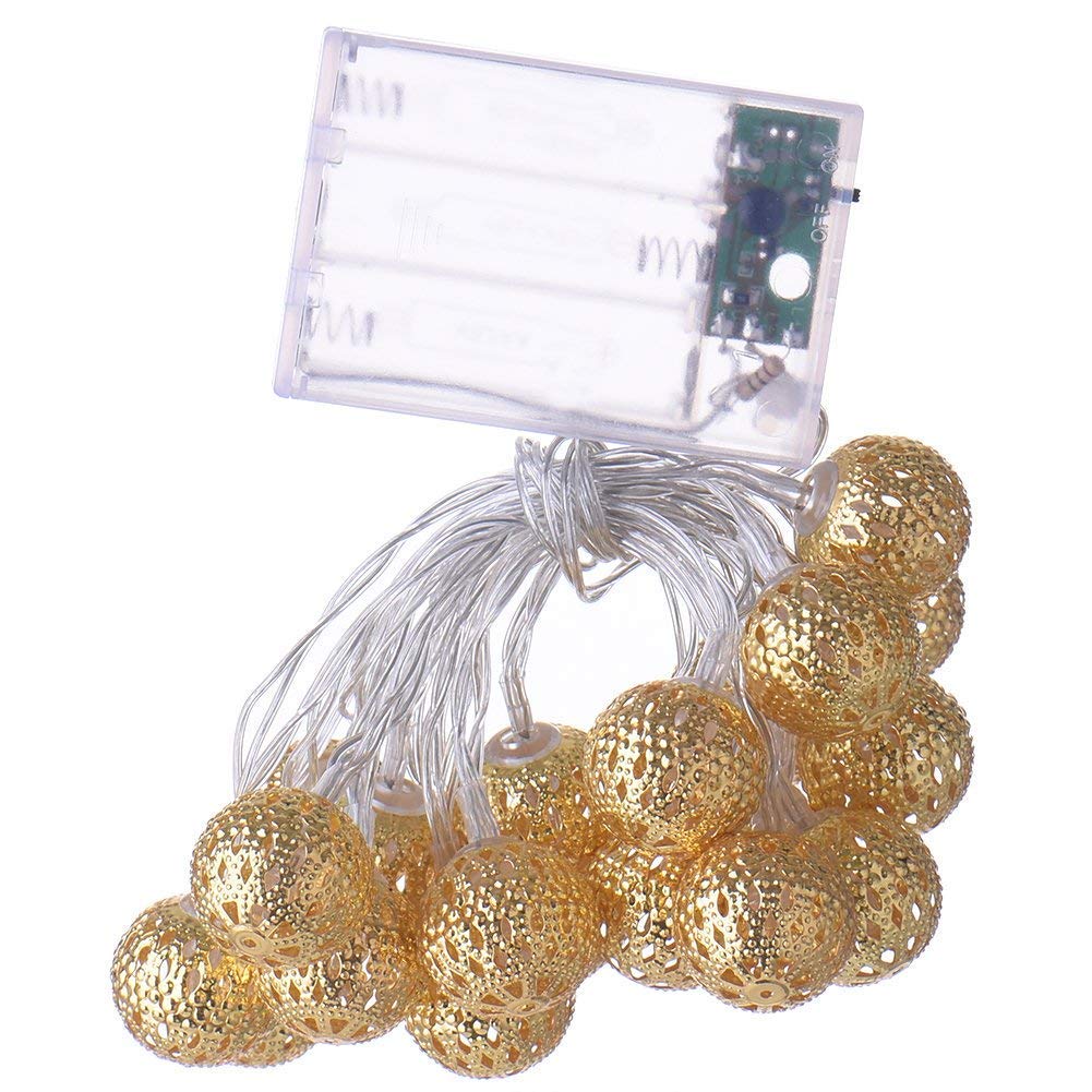 Rose Gold Geometric LED Fairy Lights - 20 LEDs, Battery Powered for Bedroom & Wedding Decor
