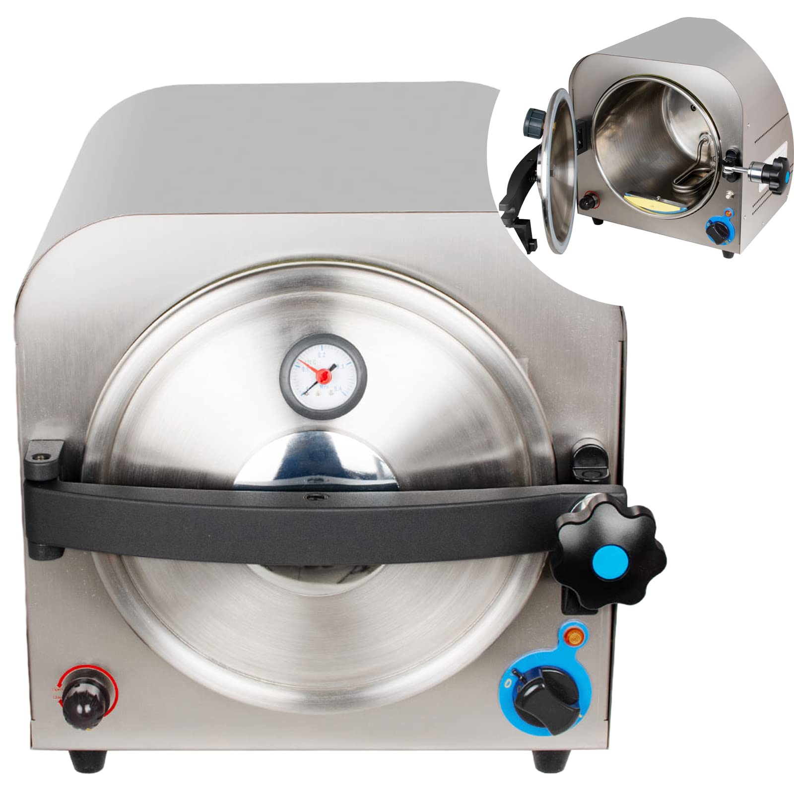 Portable 14L 900W Lab Autoclave Sterilizer Equipment - 304 Stainless Steel Steam Sterilizer for Medical, Dental & Tattoo Tools (110V/220V) | Perfect for Clinics, Laboratories & Beauty Salons