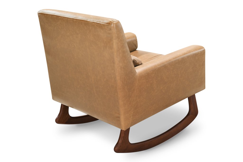 Nursery Works Sleepytime Rocker - Vegan Tan Leather Baby Glider Chair for Nursery, Bedroom & Breastfeeding | Comfortable Rocking Chair for Newborns, Infants & Toddlers