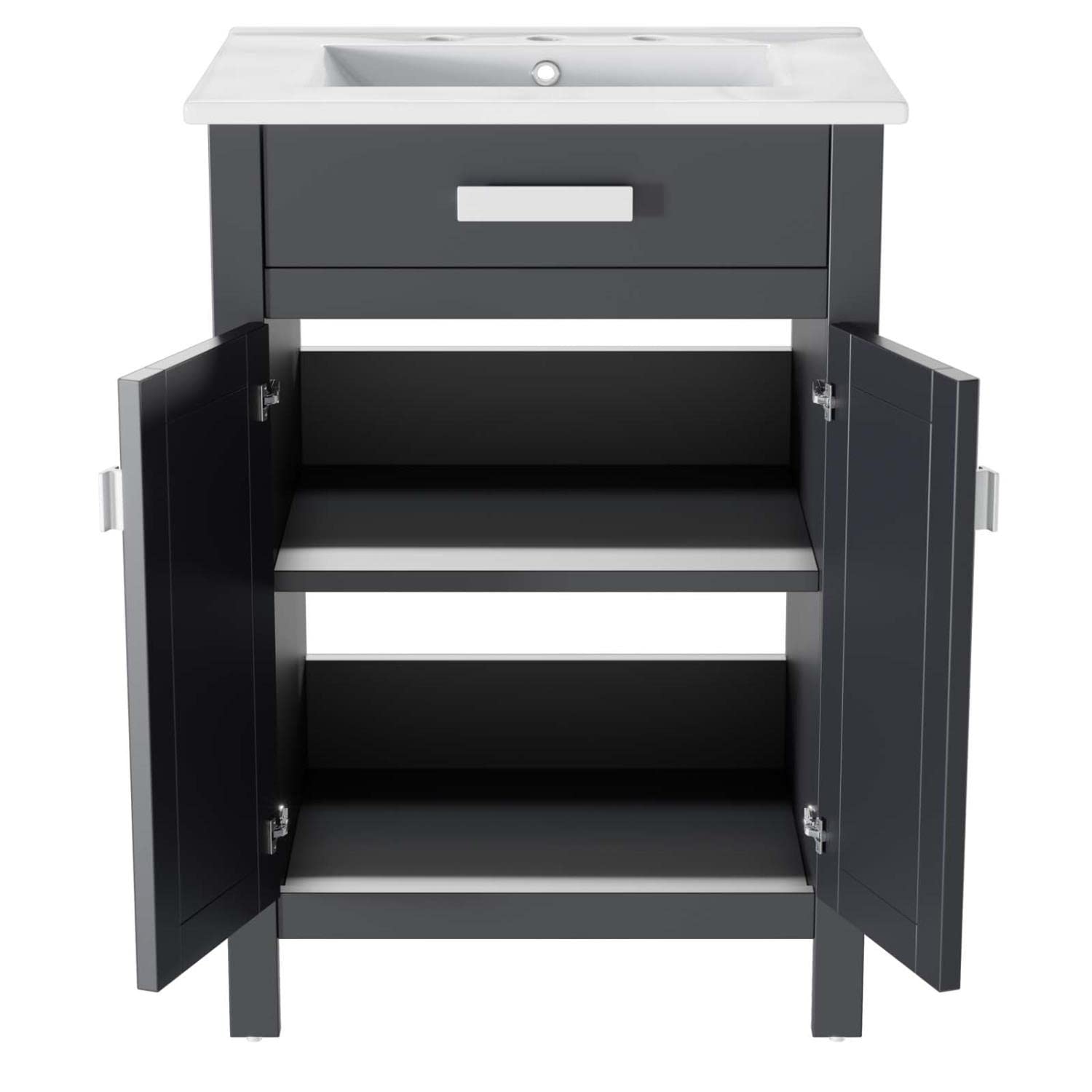 Modway Laguna 24 Inch Gray White Bathroom Vanity with Sink - Modern Bathroom Furniture for Small Spaces, Apartments & Powder Rooms