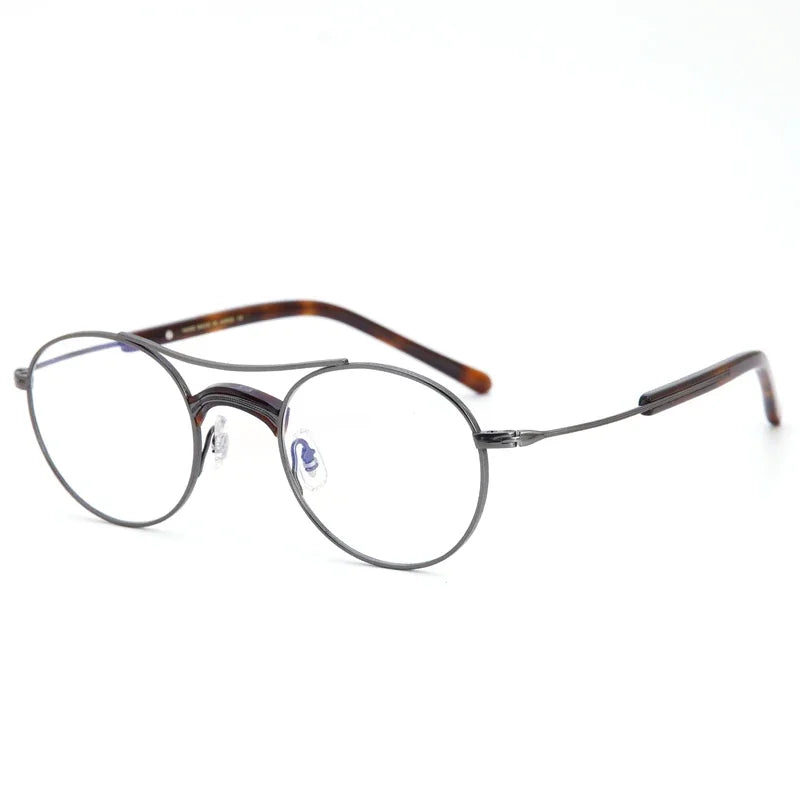 Stylish Aror Women's Full Rim Round Double Bridge Acetate & Titanium Eyeglasses Frame 749106 - Perfect for Office, Reading & Fashion Accessories