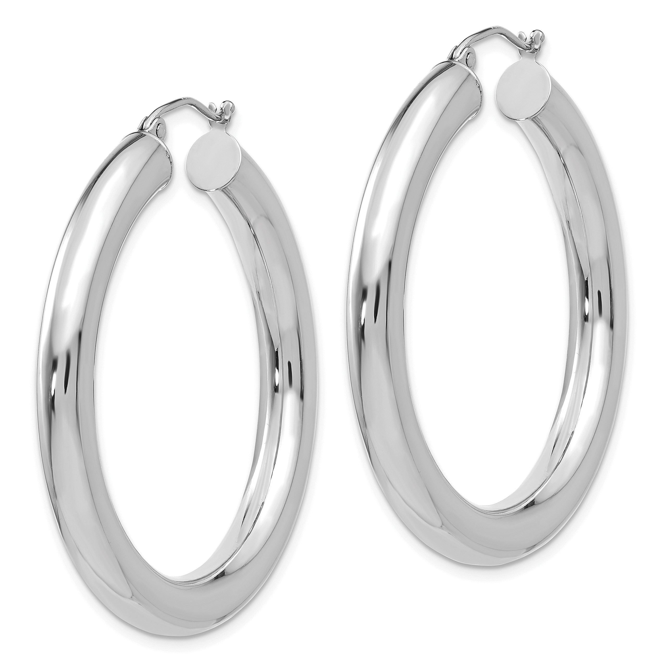 5mm Classic Lightweight Hoop Earrings in Real 14k White Gold - Minimalist Everyday Jewelry for Women, Perfect for Work, Date Night & Special Occasions