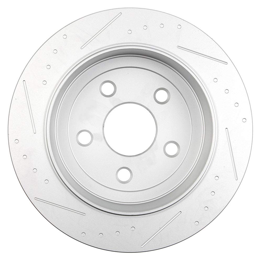 ECCPP 5-Lug Solid Silver Brake Rotors & Ceramic Brake Pads Kit - Compatible with 2007-2017 Jeep Wrangler & 2018 Wrangler JK | High-Performance Braking for Off-Road & Daily Driving