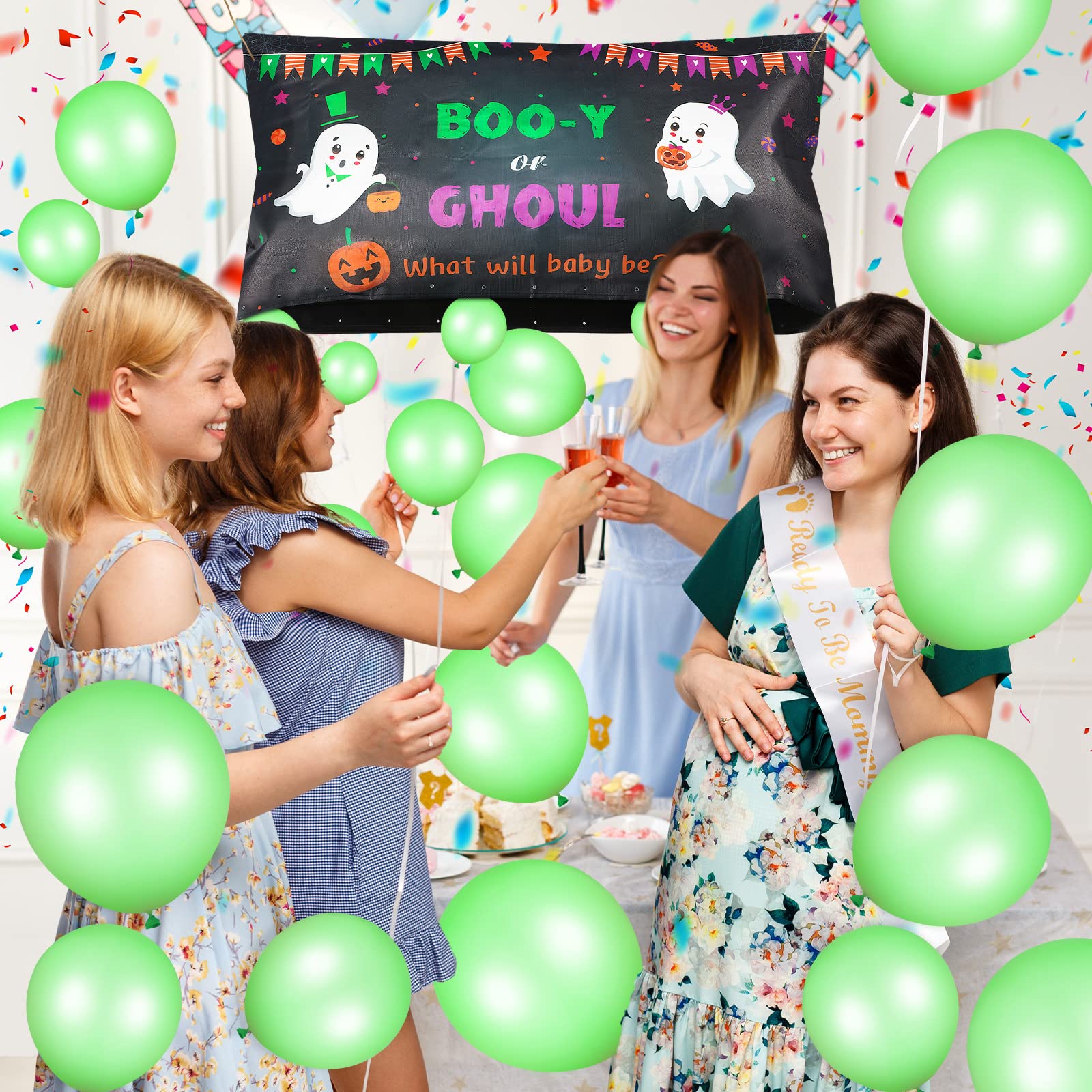 Peryiter Thanksgiving Fall Pumpkin Gender Reveal Balloons Backdrop - Blue & Pink Elephant Ghost Decorations for Halloween & Autumn Baby Shower Parties - Perfect for Gender Reveal Events, Baby Showers & Seasonal Celebrations