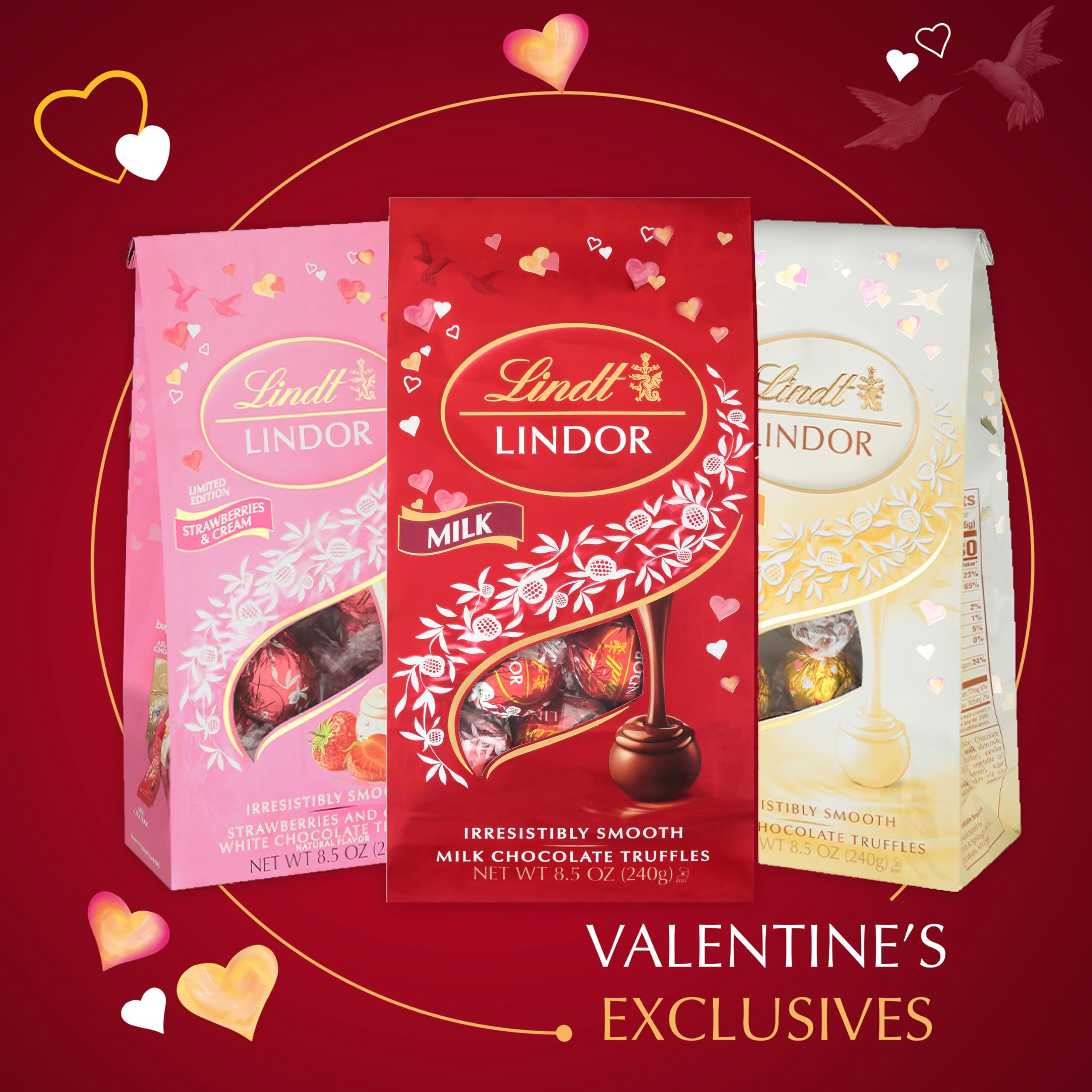 Lindt LINDOR Valentine's Day Milk Chocolate Truffles - Heart Shaped Candy with Creamy Milk Chocolate Filling, 3 oz - Perfect for Gifts, Romantic Occasions & Sweet Treats