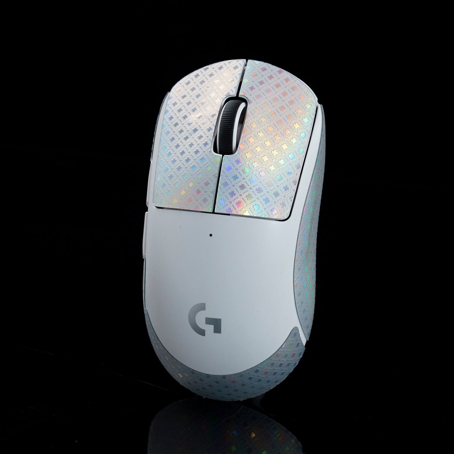 BT.L Mouse Grip for Logitech G Pro X Superlight & Superlight 2 - Non-Slip Gaming Grip Tape, Holo White Clover Design - Perfect for Esports, FPS & MOBA Gaming