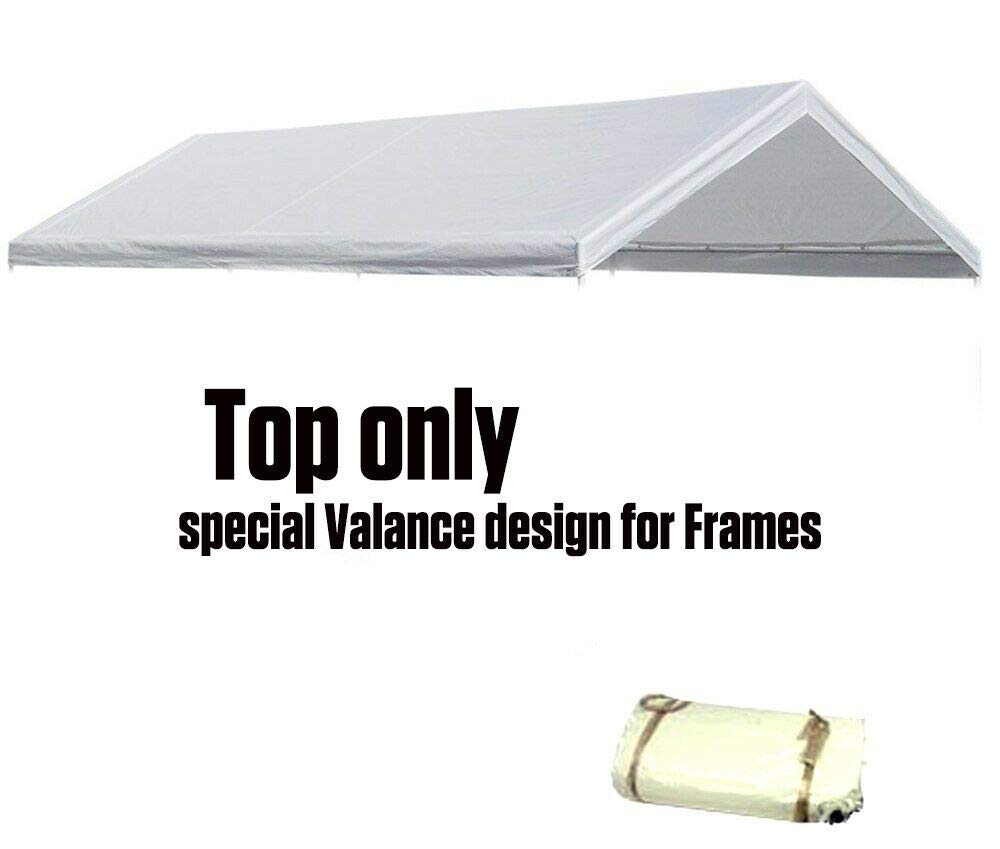 20'x20' White Canopy Replacement Cover - Durable Top Roof Tarp & Shade Vehicle Cover (Finished Size 18.6'x20') - Perfect for Outdoor Events, Camping, and RV Protection