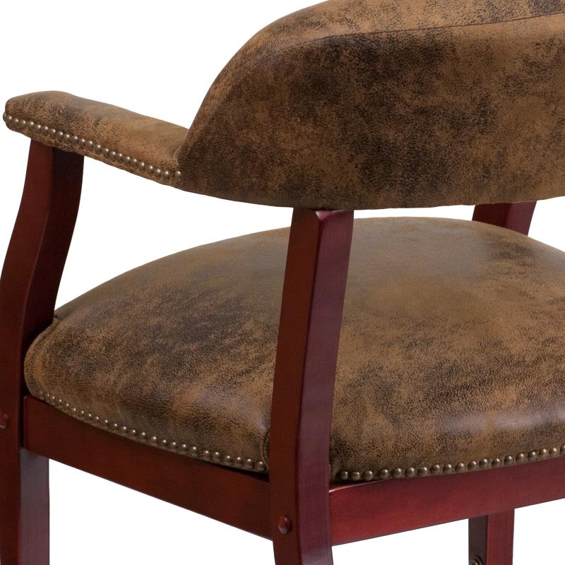 Premium Brown Bomber Jacket - Luxurious Conference Chair with Accent Nail Trim & Smooth Casters (B Z100 Fabric) - Perfect for Office Meetings, Home Office & Executive Workspaces