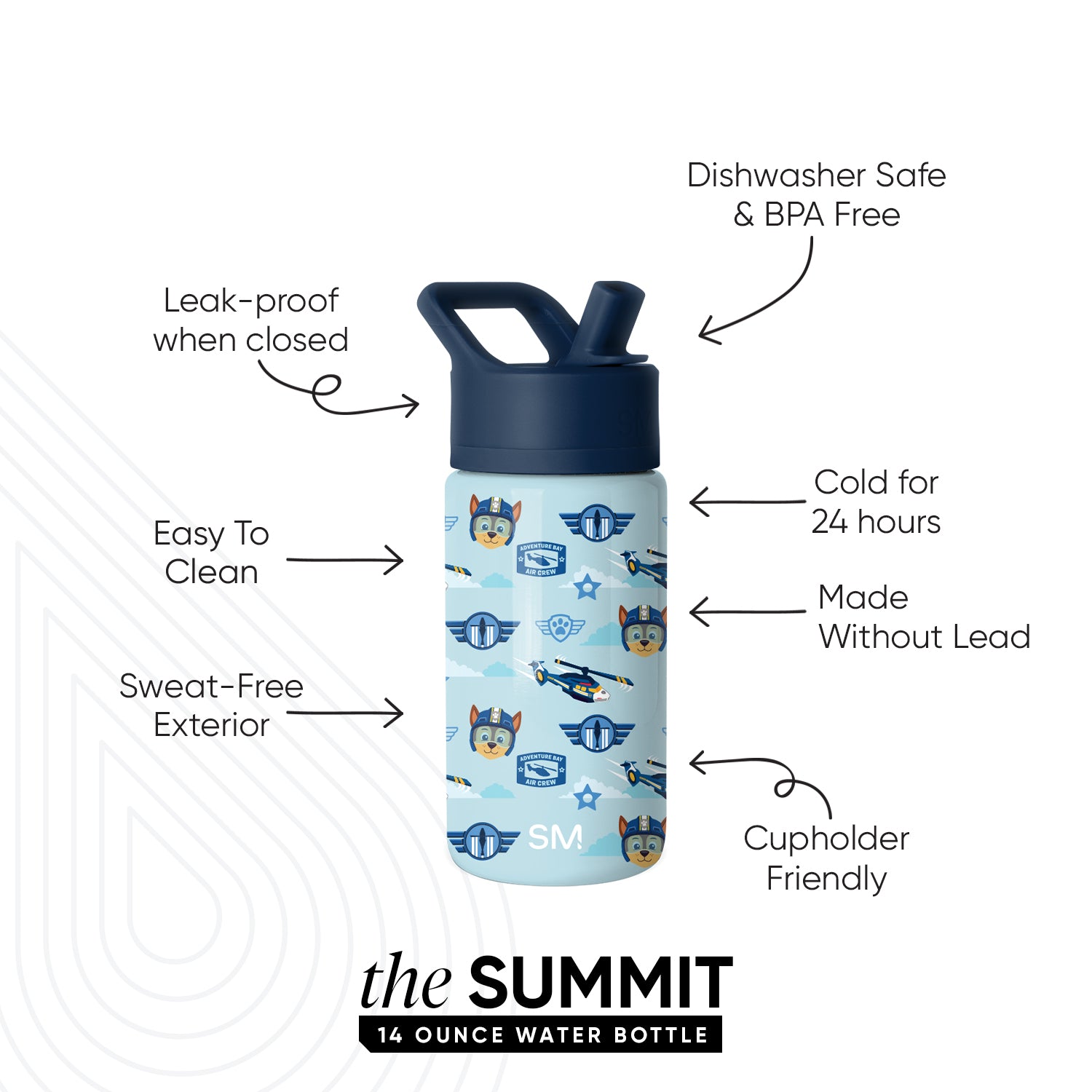 Summit Kids Water Bottle with Straw Lid - BPA Free, Leak Proof, Insulated Stainless Steel Bottle for School, Sports & Outdoor Activities
