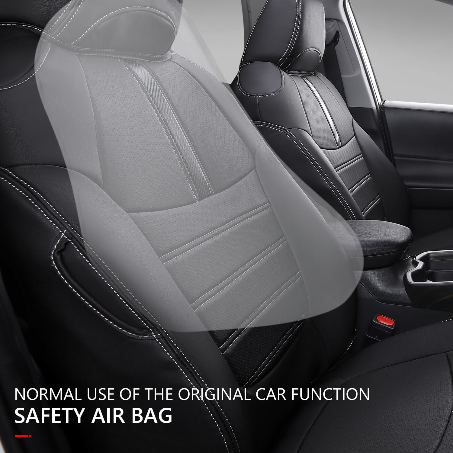 Premium PU Leather Hybrid Seat Covers for 2019-2025 Toyota RAV4 - XLE LE Hybrid XLE Premium Models - Durable Car Seat Protectors Replacement Accessories (Black) | Perfect for Daily Commute, Road Trips & Family Protection