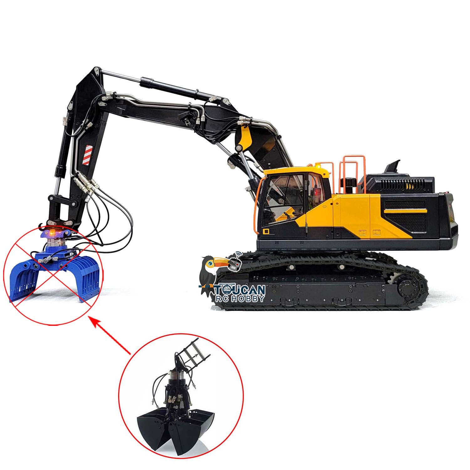 1/14 Scale MTM Metal RC Hydraulic Excavator - EC380 Remote Control Construction Vehicle with 3 Arms, Clamshell Bucket & Ripper | Realistic Engineering Toy for Adults & Kids | Outdoor Sandbox, Construction Site Play & Collector's Display