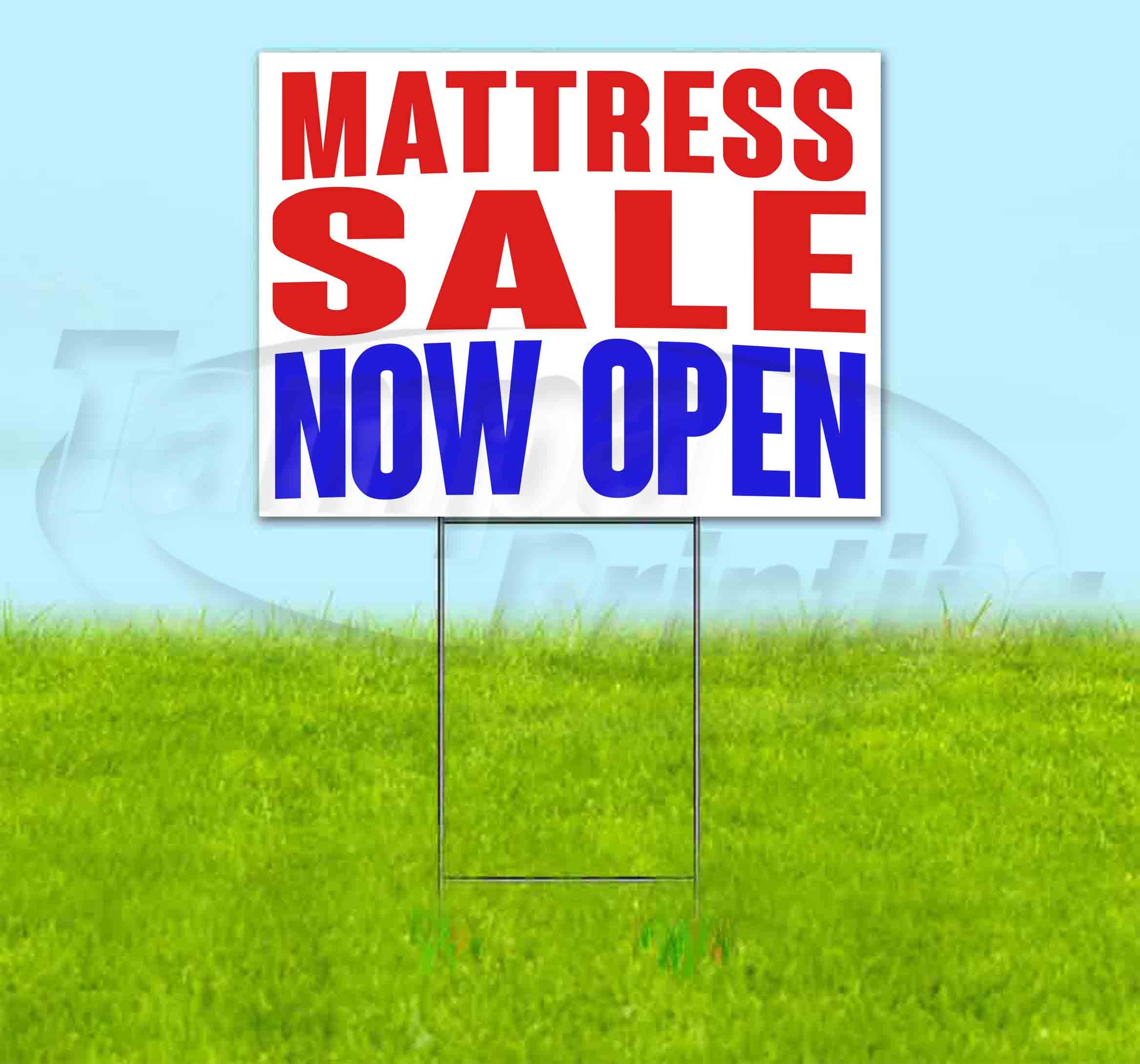 18x24 Inch Mattress Sale Yard Sign with Metal Step Stake - Advertising Sign for Retail Stores, Open House & Promotions - USA Made, Bulk Discounts Available