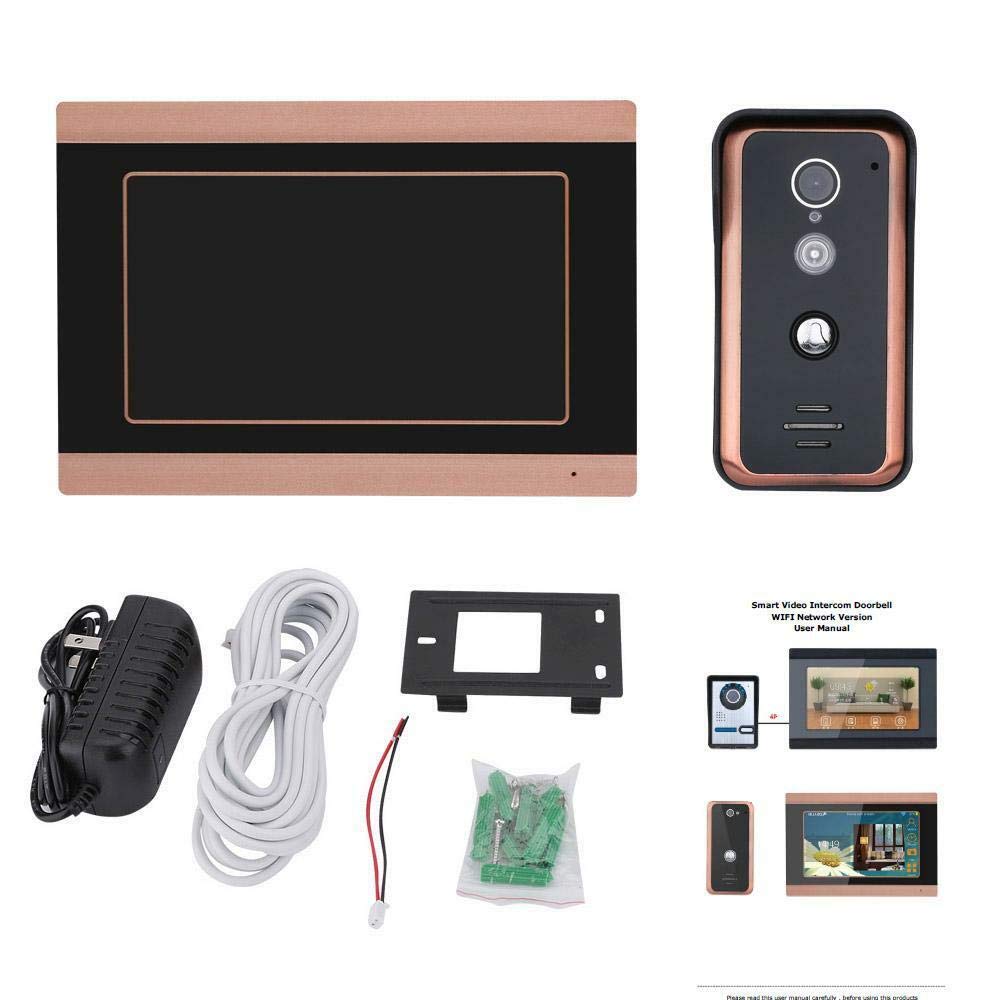7 Inch Wired WiFi Smart Video Doorbell Intercom System - 1000TVL HD Camera with IR-CUT, Remote APP Control, Two-Way Talk, Unlock & Recording - Indoor Monitor & Outdoor Unit (Ideal for Homes, Apartments & Office Security)