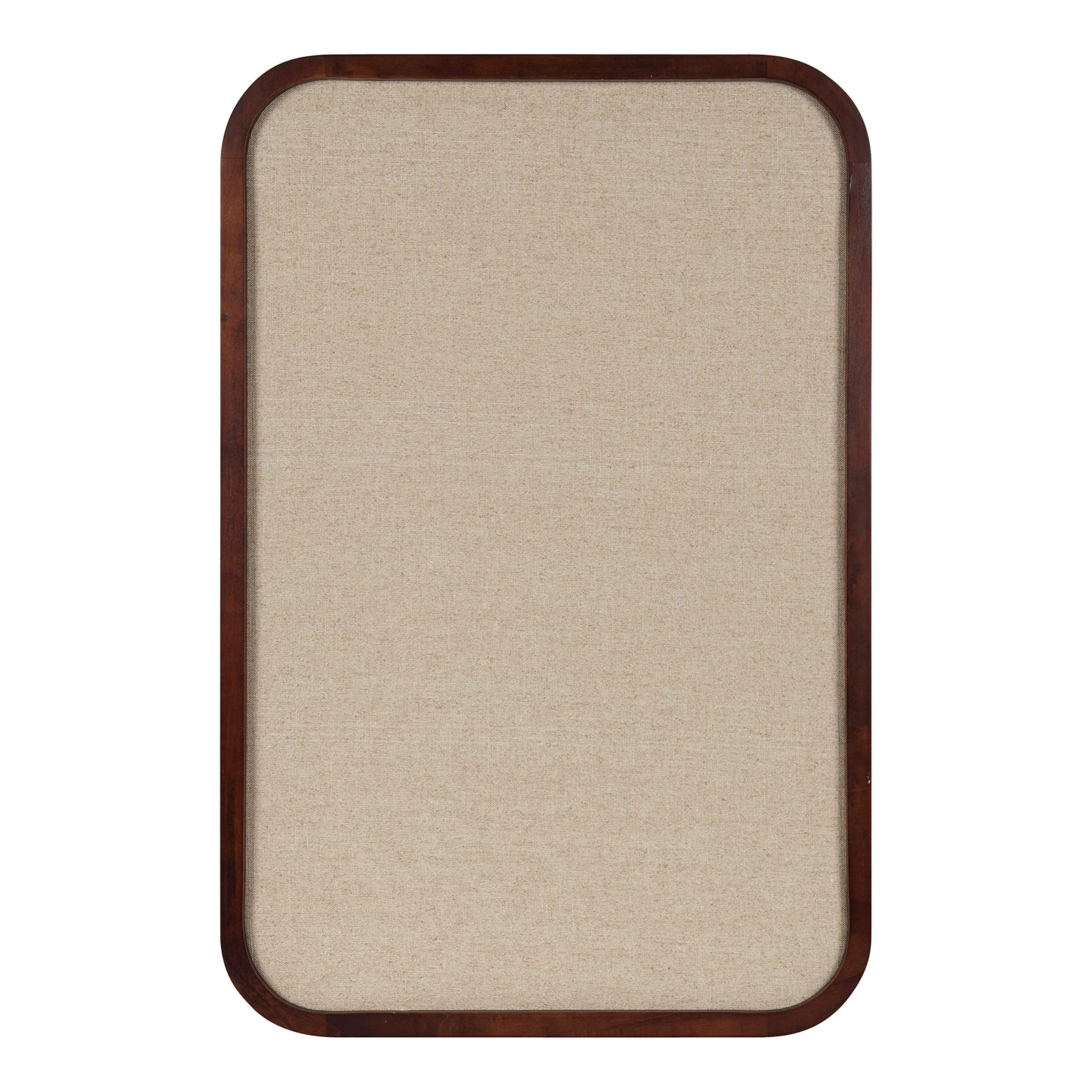 Kate and Laurel Hutton Transitional Pinboard - 20 x 30 Walnut Brown Fabric Bulletin Board with Radius Rectangle Frame | Wall Organizer for Home Office, Dorm Room & Classroom Decor