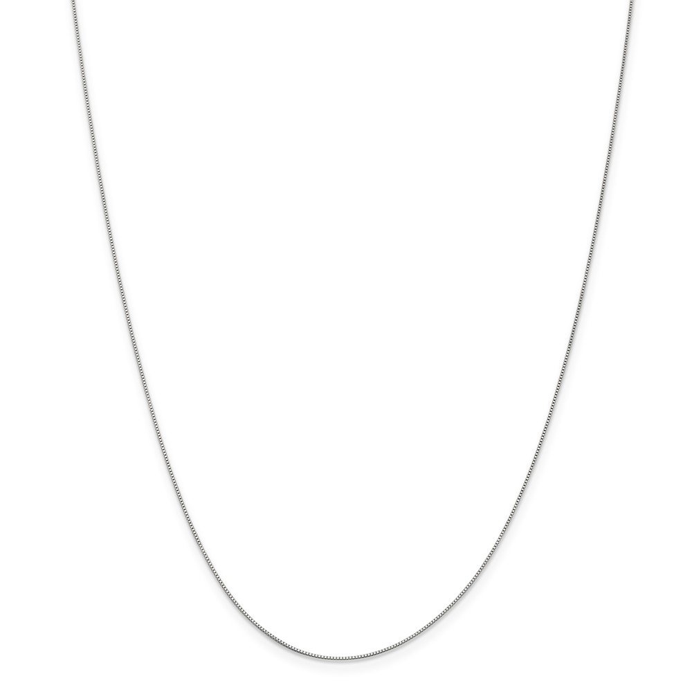 18K White Gold 0.50mm Box Chain Necklace with Lobster Clasp - Dainty Minimalist Jewelry for Women, Perfect for Layering, Everyday Wear & Special Occasions