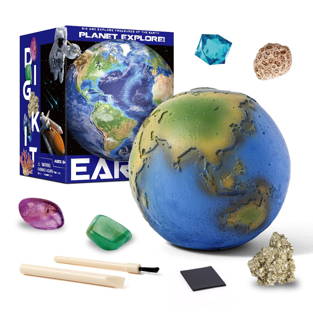 TKDAESENG Planet Mining Kit - STEM Educational Science Toy for Kids - Solar System Exploration & Gem Digging Kit - Archaeology Excavation Set - Best Learning Gift for Boys & Girls (Earth Science Adventure) - Perfect for Classroom Projects, Birthday Gifts & STEM Learning Activities