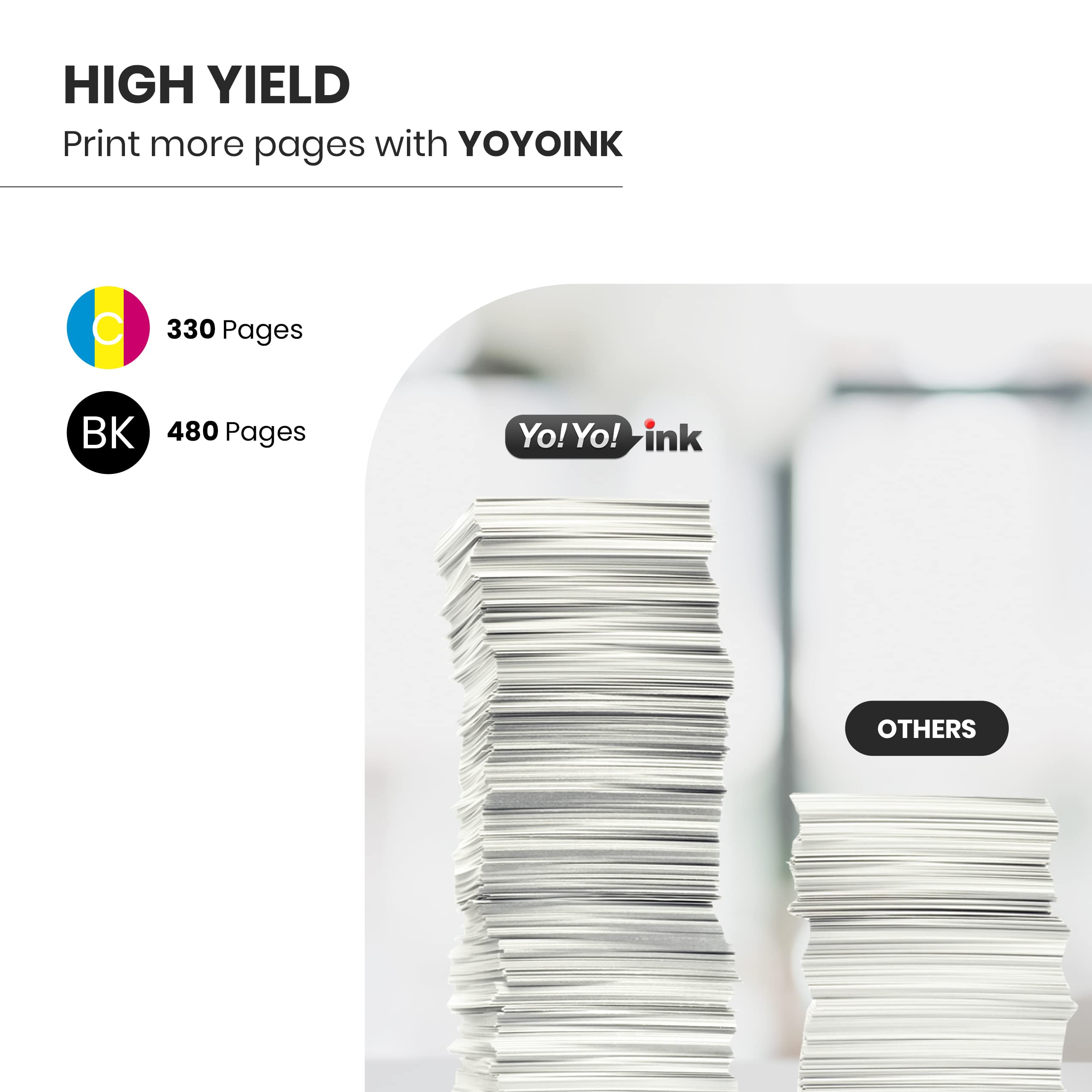 YoYoink Remanufactured HP 63 Ink Cartridge Combo Pack (1 Black, 1 Color) - Replacement for HP 63XL - Compatible with HP 3830, Officejet 4650/4652, Envy 4520, Deskjet 1112/2130 Printers - Perfect for Home & Office Printing Needs