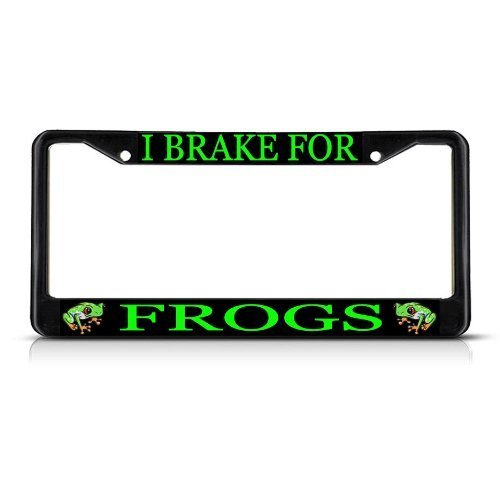 Black Aluminum Alloy License Plate Frame Holder - 12x6 Inch Rustproof Car Accessory for Frog Lovers - Perfect for Wildlife Conservation Enthusiasts & Nature-Themed Vehicles