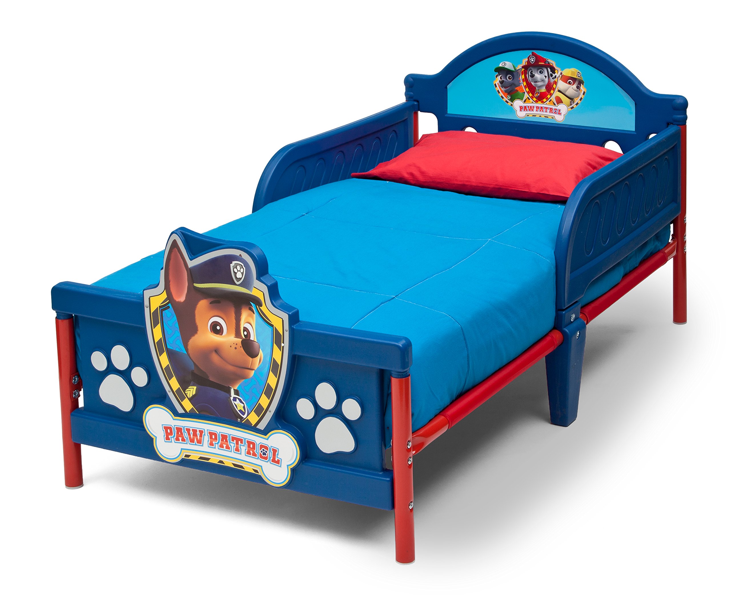 Delta Children 3D-Footboard Toddler Bed with PAW Patrol Theme & Twinkle Galaxy Dual-Sided Crib Mattress - Toddler Sleep Solution for Daycare, Nursery & Kids' Bedroom - Eco-Friendly Recycled Fiber Core Bundle