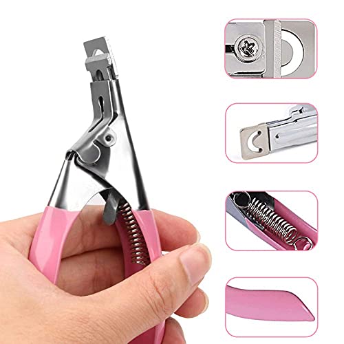 Professional Stainless Steel False Nail Clipper & Acrylic Nail Tips Cutter - Manicure Tool for Artificial Gel & Acrylic Nails with Nail Catcher - Perfect for Nail Salons, Home Manicures & Nail Art Kits