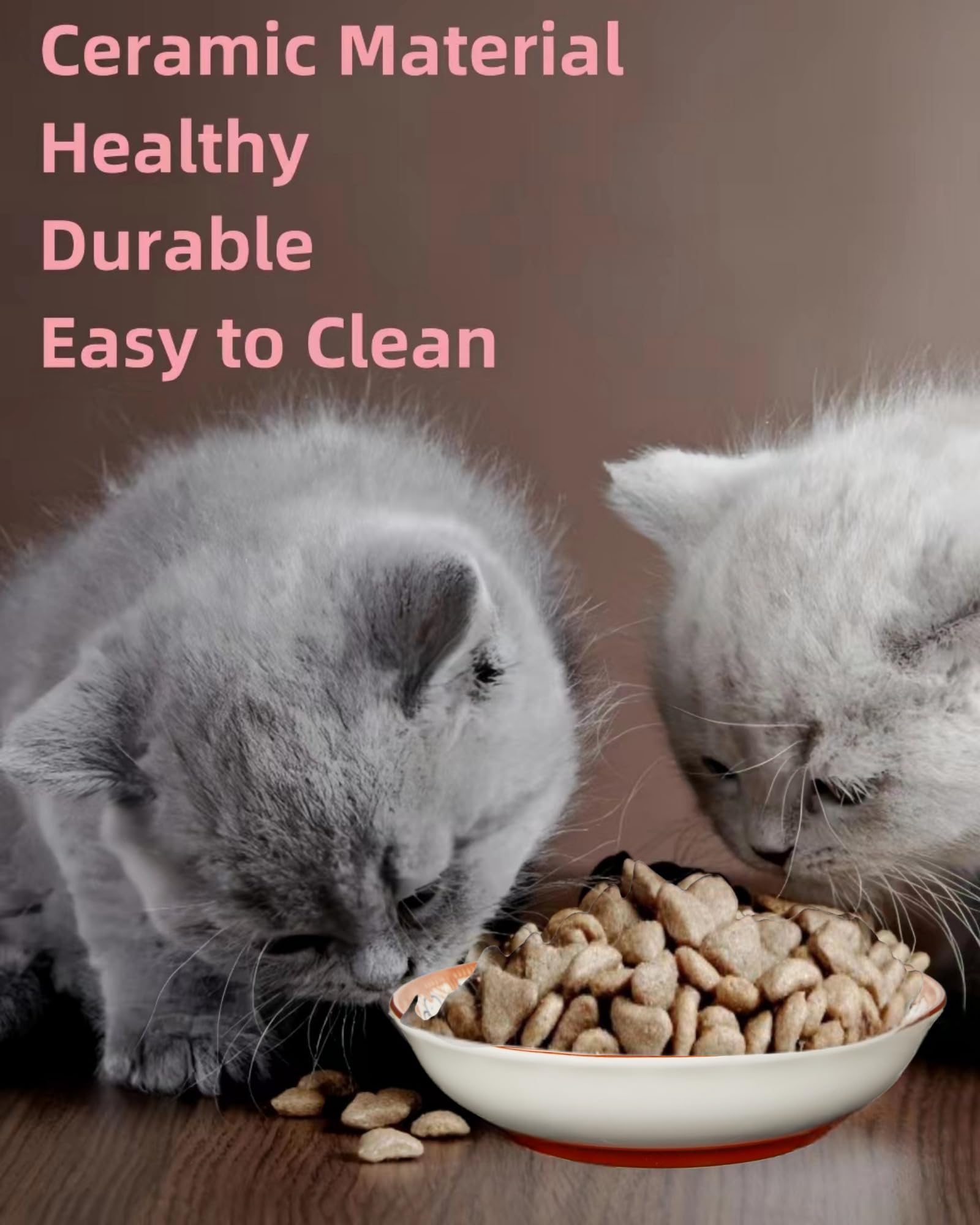 Whisker Fatigue Cat Bowl – 5.5 Inch Ceramic Cat Food Dish with Non-Slip Silicone Base, Shallow Wide Cat Plate for Indoor Cats | Quiet Feeding Solution for Sensitive Whiskers | Perfect for Kittens, Senior Cats & Picky Eaters
