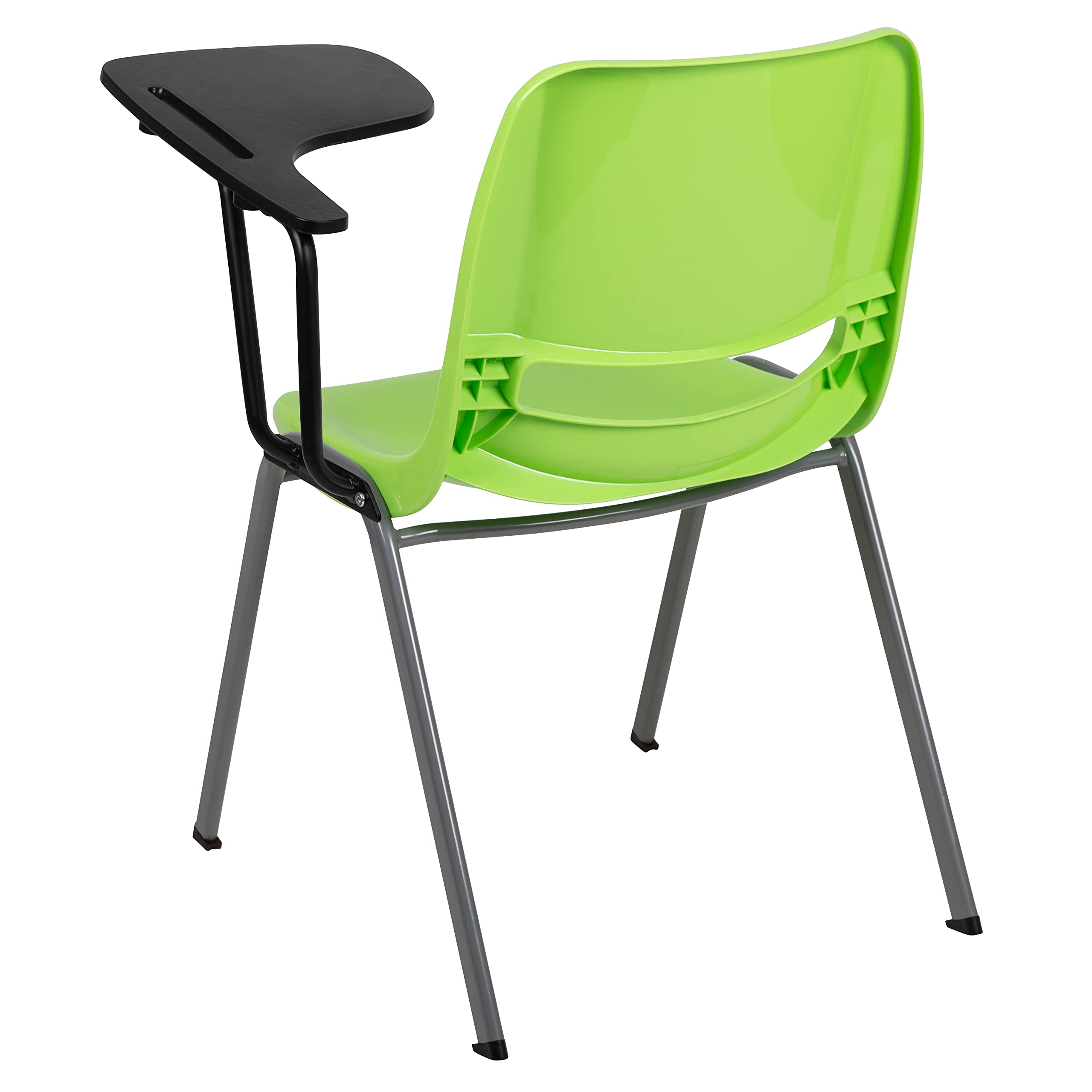 EMMA + OLIVER Green Ergonomic Shell Chair with Left-Handed Flip-Up Tablet Arm - Adjustable Office Desk Chair for Home & Workspace - Perfect for Studying, Working & Gaming