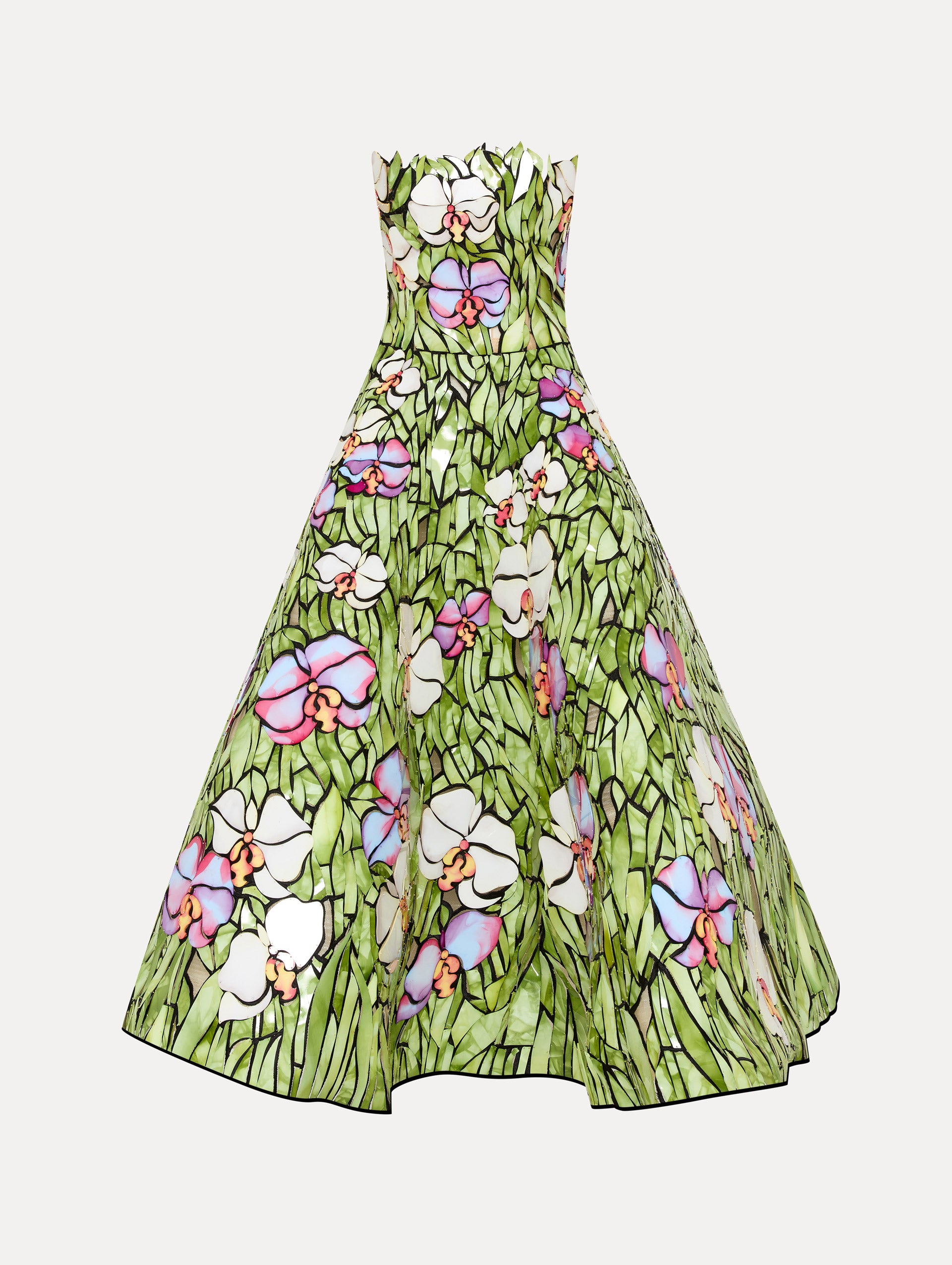 Elegant Orchid Mosaic Cocktail Dress for Women - Floral Print Party Gown for Evening Events, Weddings & Special Occasions