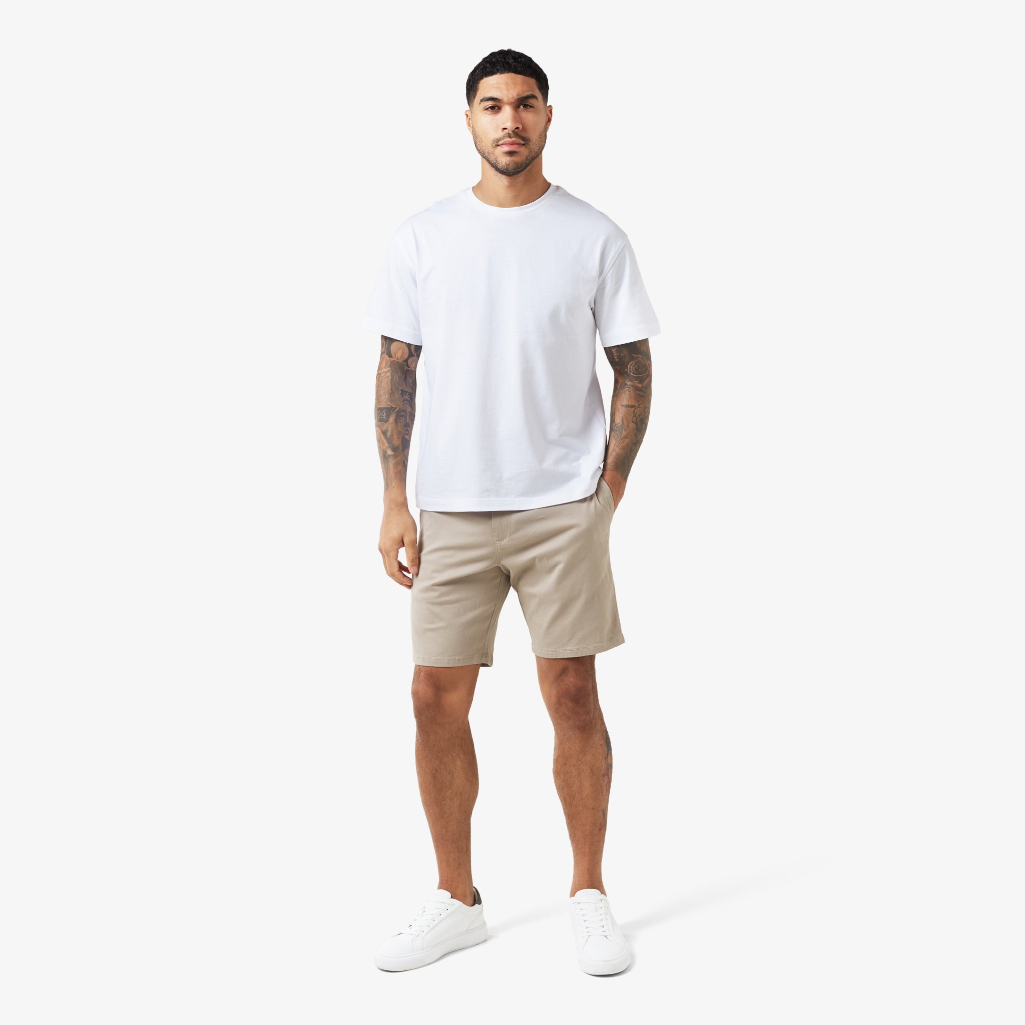 Men's Relaxed Fit Chino Shorts in Stone - Comfortable Casual Summer Shorts for Outdoor Activities and Lounging