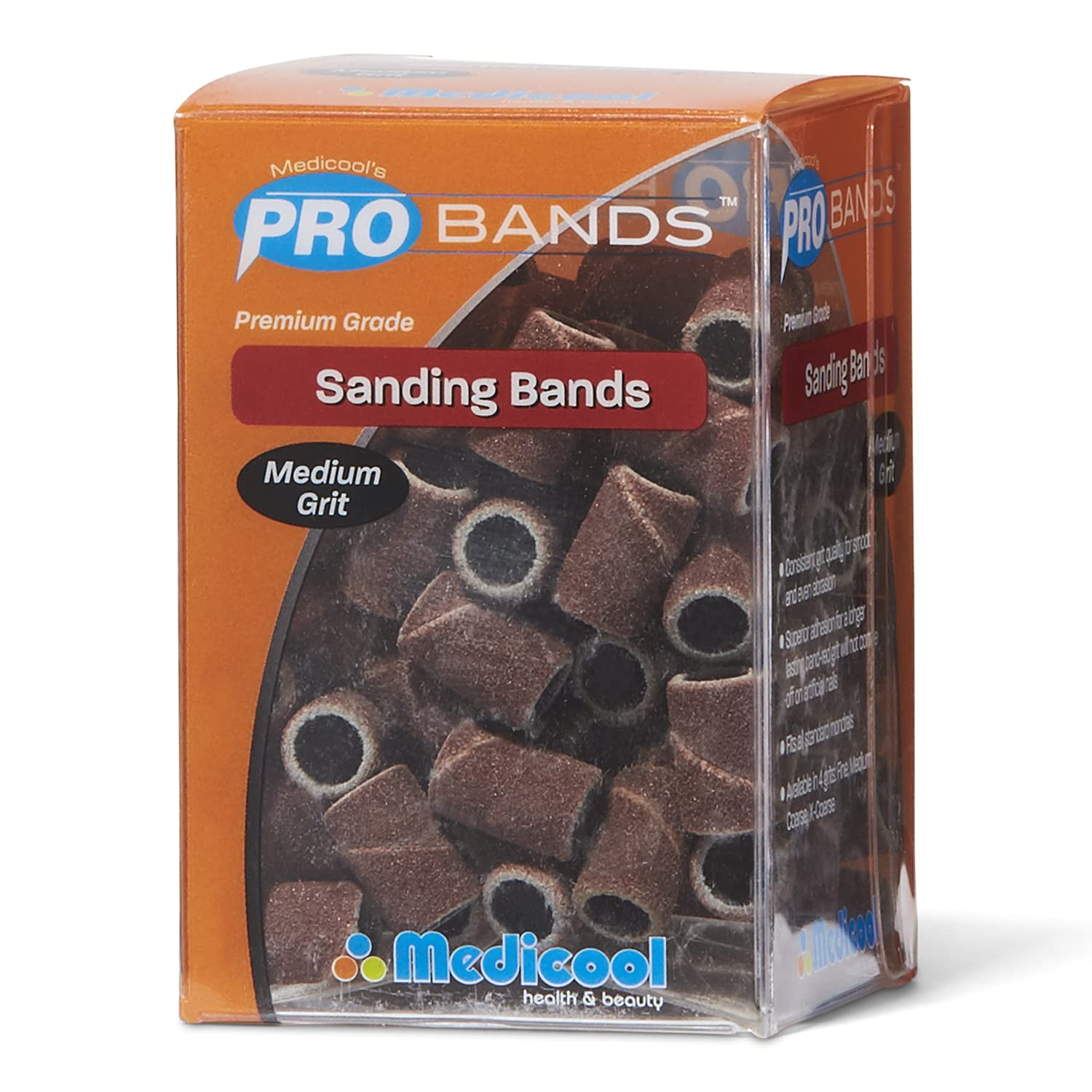 Medicool Pro Red Medium Sanding Bands for Nails - Professional Nail Drill Bits for Manicure & Pedicure, Perfect for Acrylic, Gel & Natural Nails - Salon & Home Use