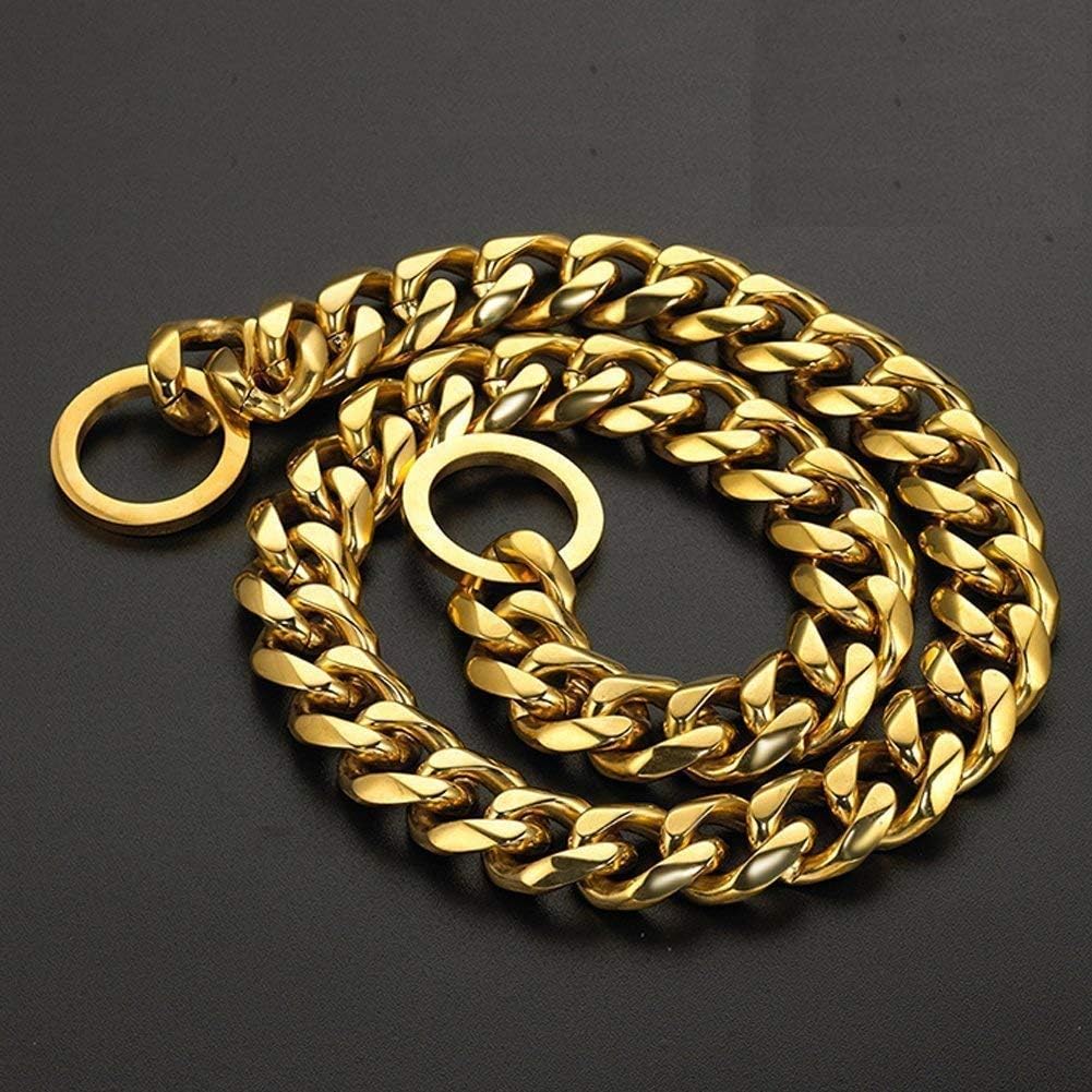 RvPaws Pure Brass Dog Choke Chain Training Collar - 24 Inch, 1.5cm Thick - Heavy Duty Choke Collar for Large Breed Dogs - Perfect for Obedience Training, Walking & Behavior Correction