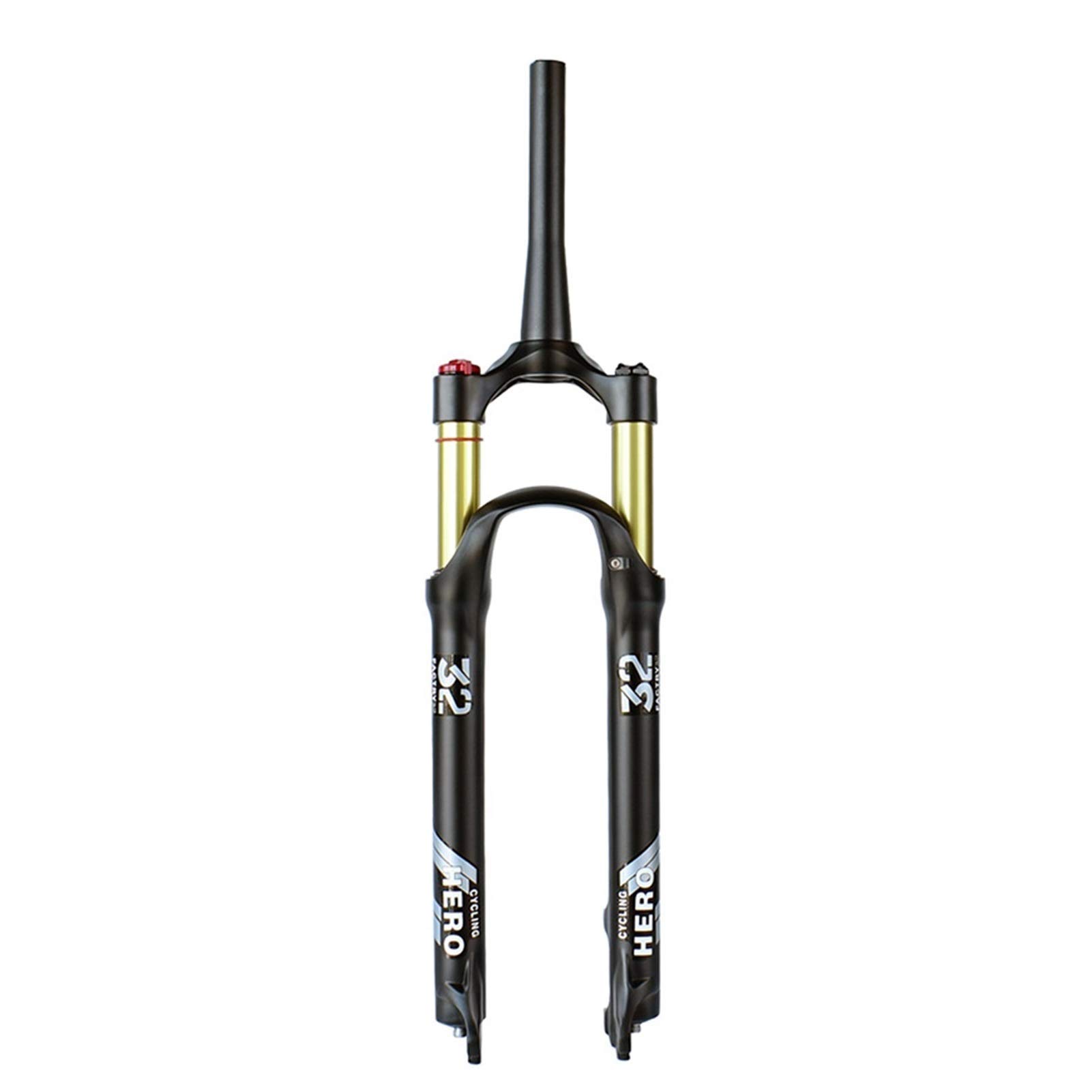 SLRMKK MTB Fork 26/27.5/29 Inch Air Suspension Fork - 100mm Travel, Disc Brake Compatible, Straight/Conical Steerer, QR 9mm, Manual Lockout - Perfect for Mountain Biking, Trail Riding & Off-Road Adventures