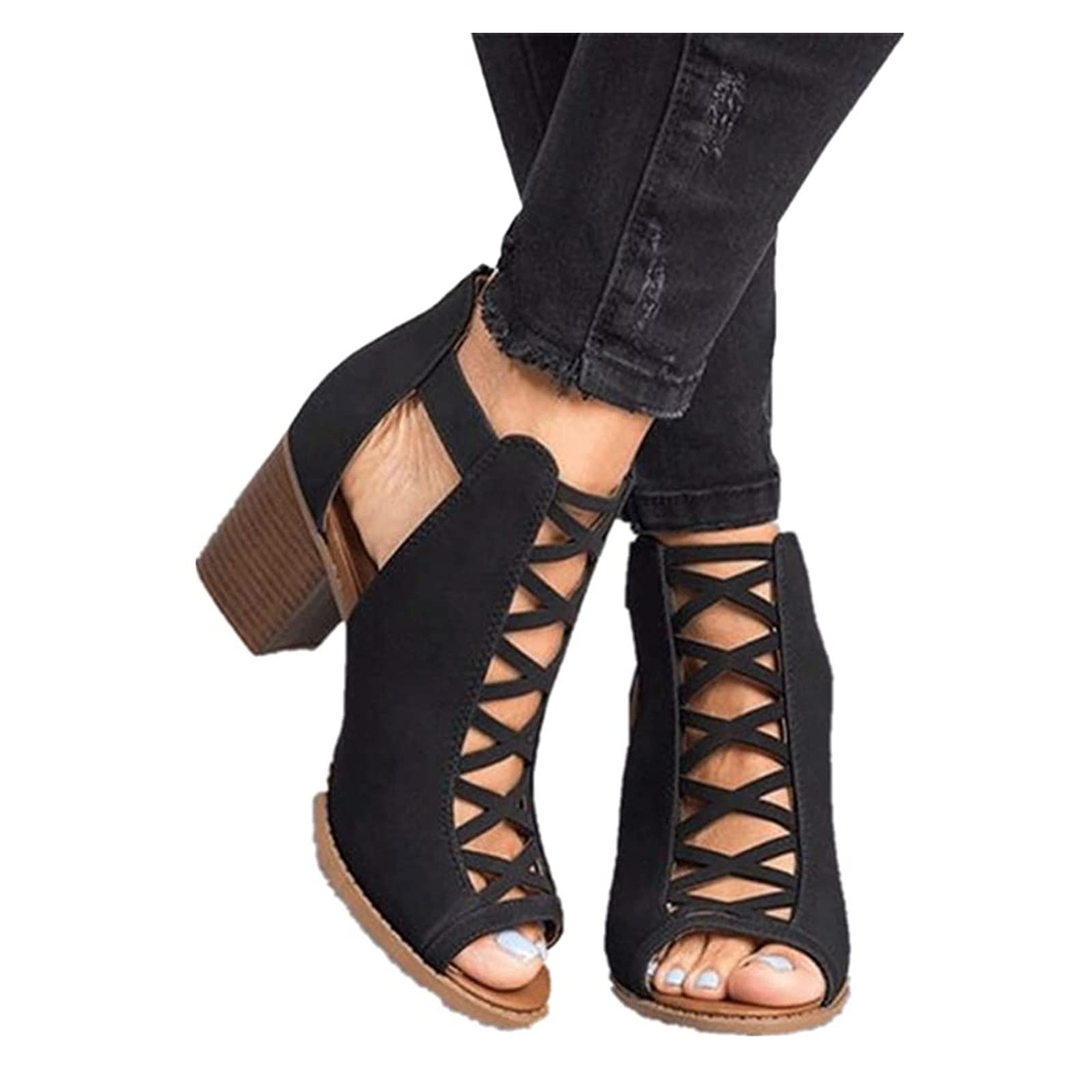 Women's Wedge Sandals - Open Toe Dressy Summer Platform Sandals with Buckle Ankle Strap | Comfortable Beach Wedges for Casual Outings & Vacation