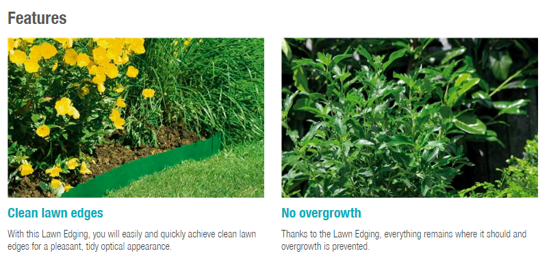 Gardena Green Lawn Edging - 9cm Height | Durable Garden Border for Lawns, Flower Beds & Landscaping | Perfect for Yard Maintenance & Curb Appeal