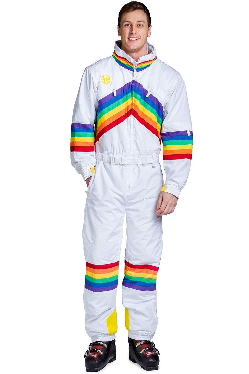 Retro Men's Ski Suits - Bright Warm Winter Snowsuits for Skiing & Snowboarding - One Piece Snowsuit for Cold Weather Outdoor Activities
