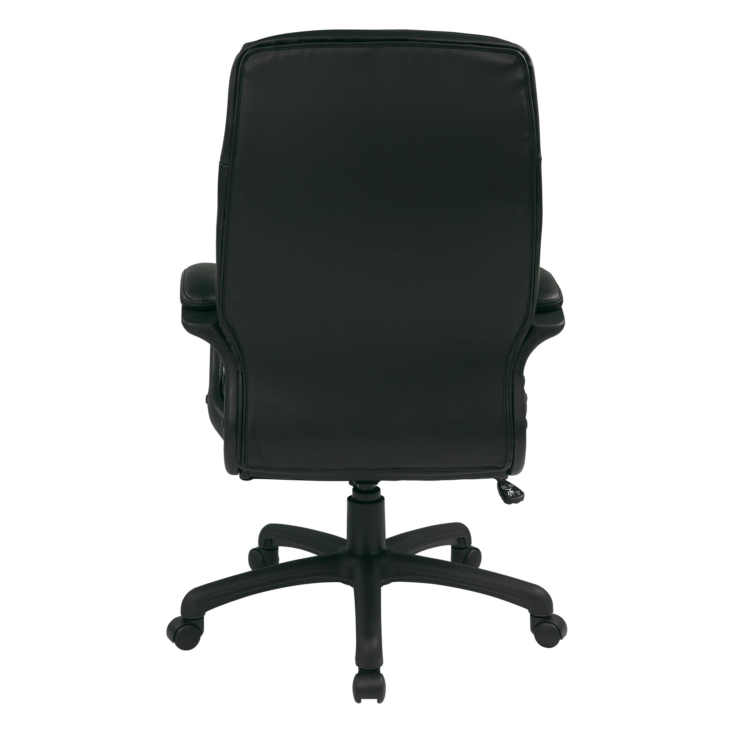 Office Star EC Series Executive Bonded Leather High Back Adjustable Office Chair with Thick Padded Contour Seat & Locking Tilt Control - Ergonomic Desk Chair for Home Office, Computer Work & Conference Rooms (Black)