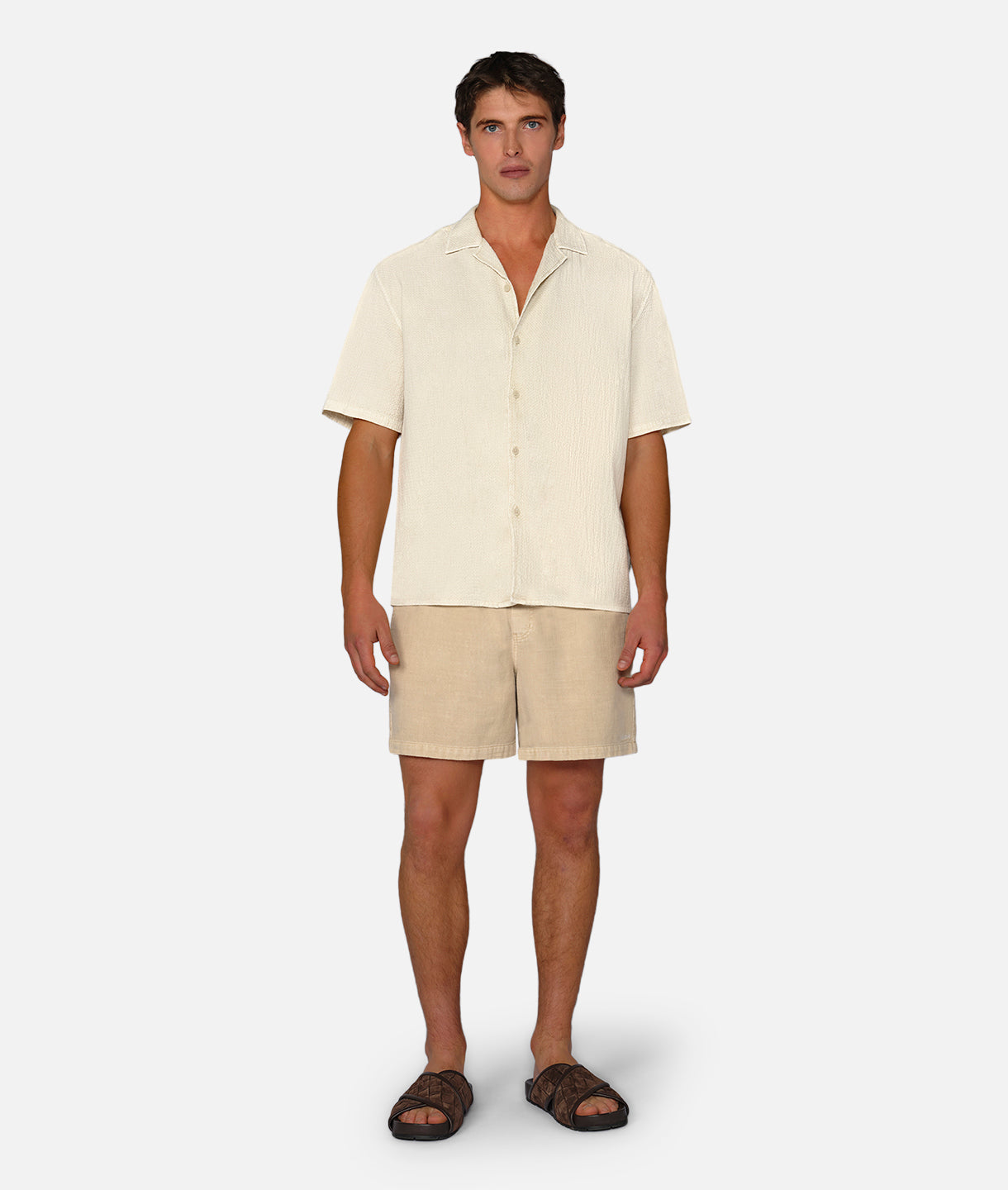 The Canyon Short Sleeve Shirt - Light Bone Color | Casual Summer Wear for Men | Perfect for Outdoor Activities & Travel
