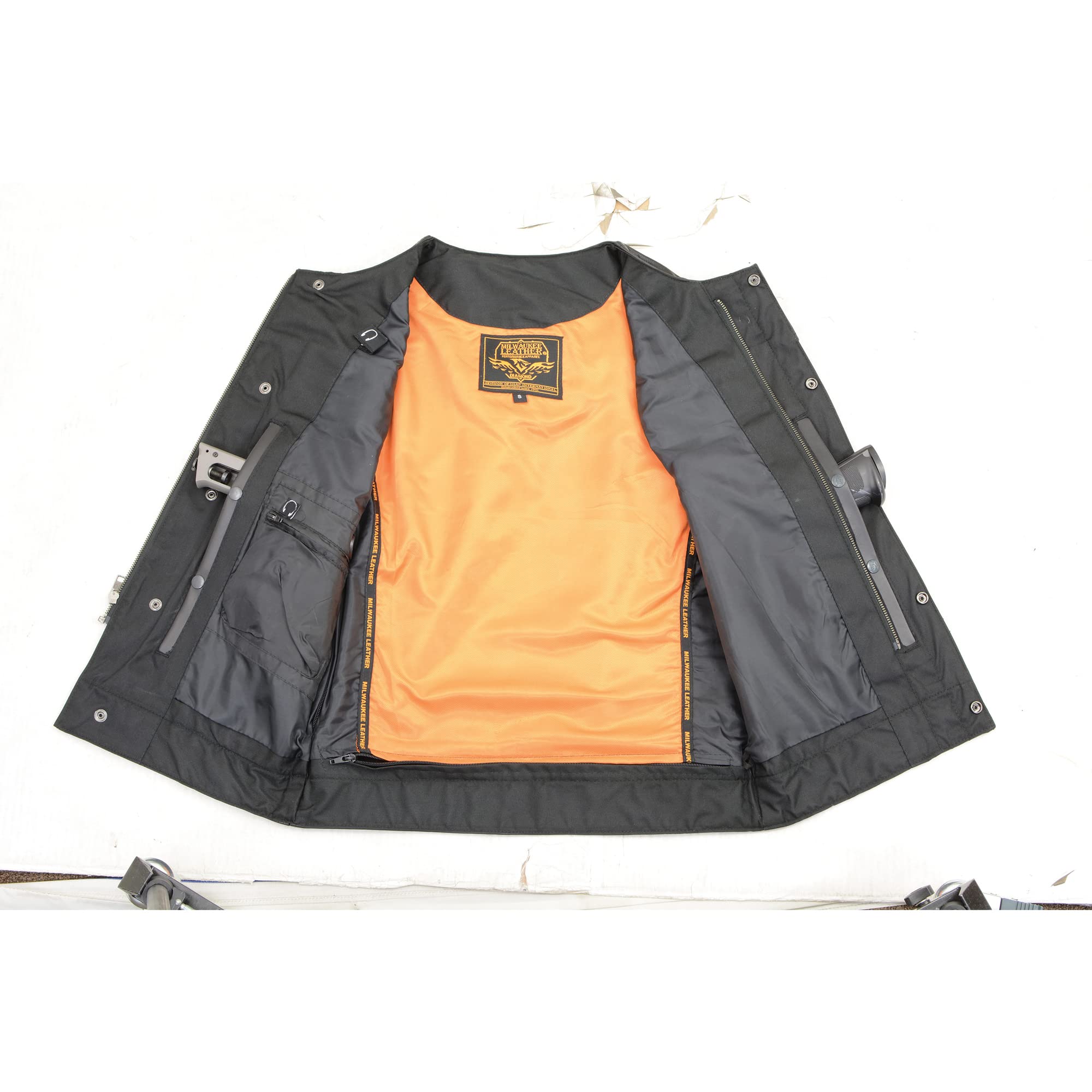 Milwaukee Leather MLM3511 Men's Snap Front Zip Vest - Stylish Collarless Leather Vest for Casual Wear & Motorcycle Riding
