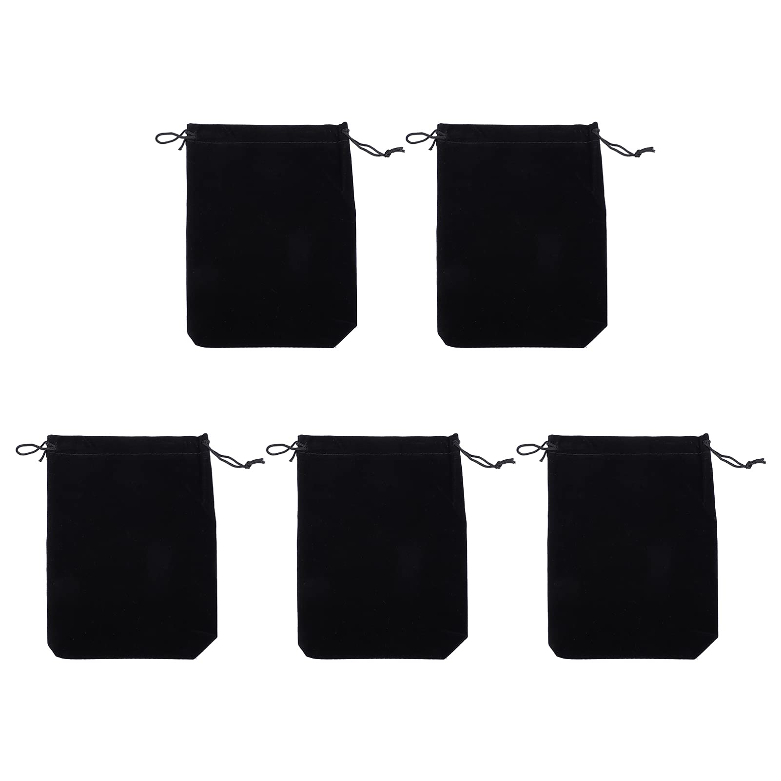 VALICLUD 5-Pack Black Drawstring Bags - Flannel Jewelry Pouches & Gift Bags for Wedding Favors, Candy Storage - Perfect for Party Favors, Travel Organizers & Small Item Storage