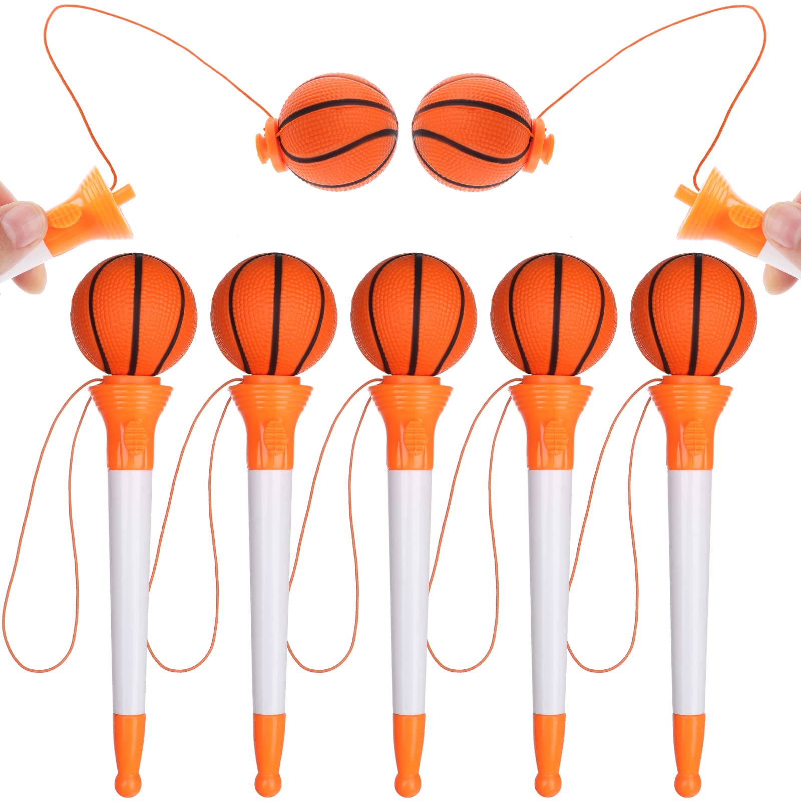 5 Pack Cute Basketball Gel Ink Pens for Kids - Fun Sports Theme Ballpoint Pens, Novelty Writing Pens with Ball Shape Rollerball Tips - Perfect for School, Office, Home & Gift Giving (Basketball Design)