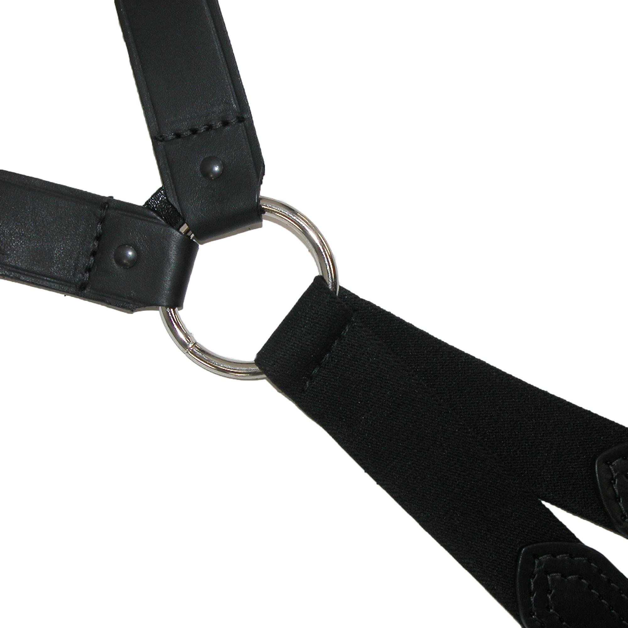 Boston Leather Fireman Work Suspenders with Loop Ends - Durable Black Leather Suspenders for Firefighters, Construction & Outdoor Work