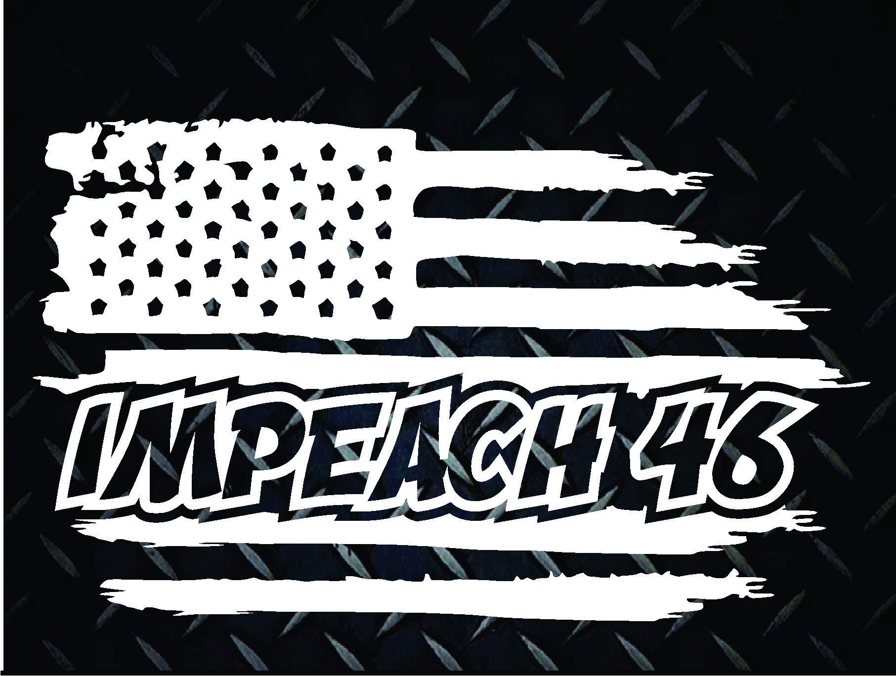 Impeach 46 Election Trump Biden Flag - Keep America Great Vinyl Decal Sticker 6.6 Inch White - Perfect for Cars, Windows, Laptops & Political Events
