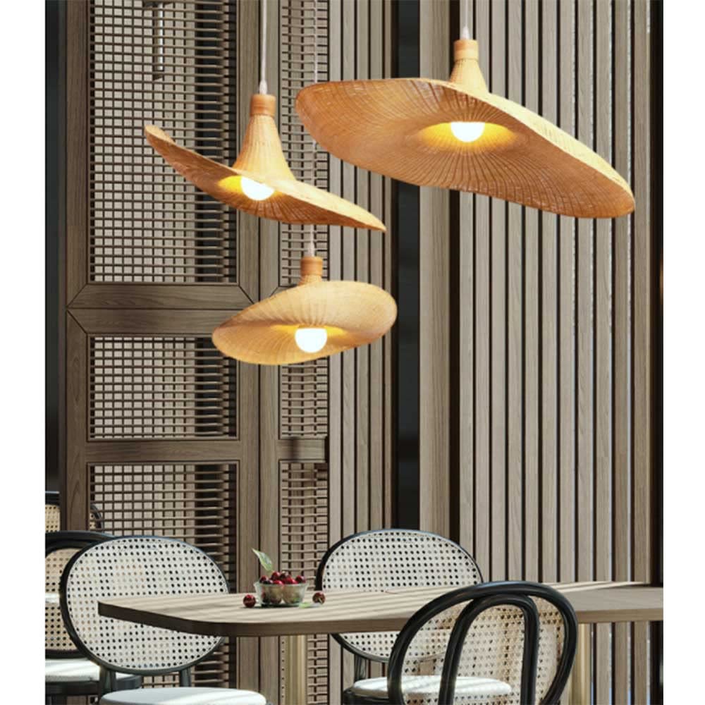 CHENKUI Natural Woven Bamboo Chandelier - Modern Geometric Pendant Light with E26/E27 Base, Handcrafted Weave Design for Living Room, Dining Room, Hallway & Stairway | Perfect for Boho, Farmhouse & Coastal Home Decor